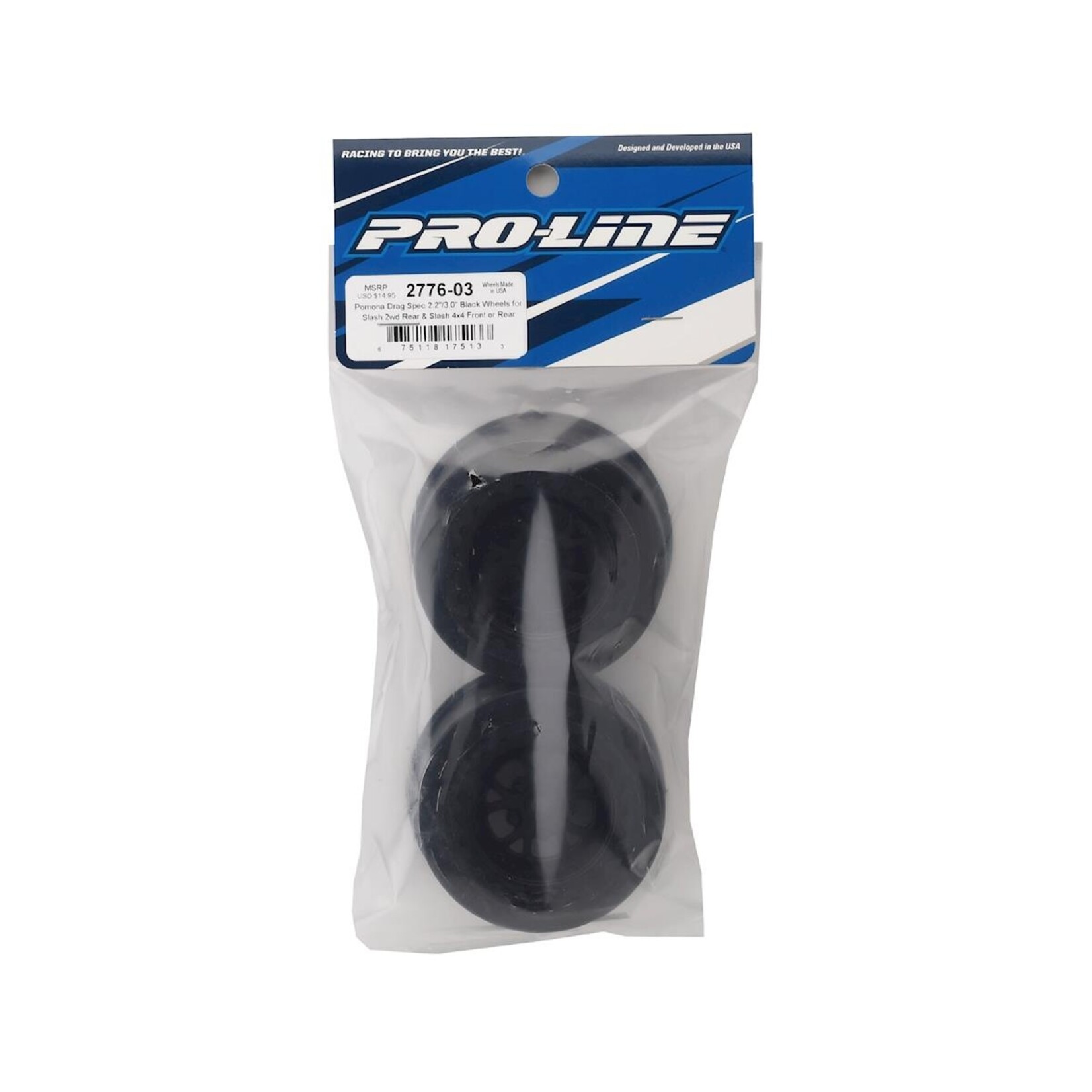 Pro-Line Pro-Line Pomona Drag Spec Rear Drag Racing Wheels (2)  w/12mm Hex (Black) #2776-03