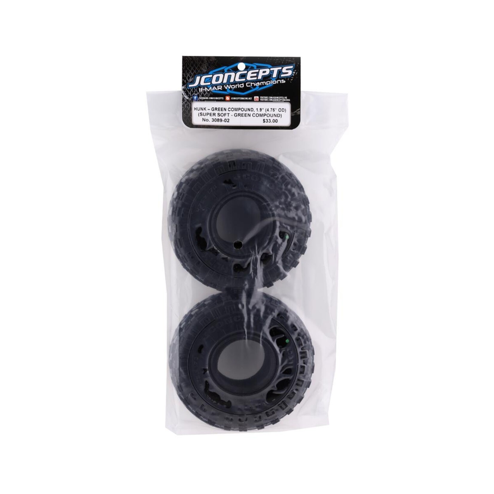 JConcepts #3089-02 JConcepts Hunk 1.9" Performance Class 2 All Terrain Crawler Tires (2) (Green)