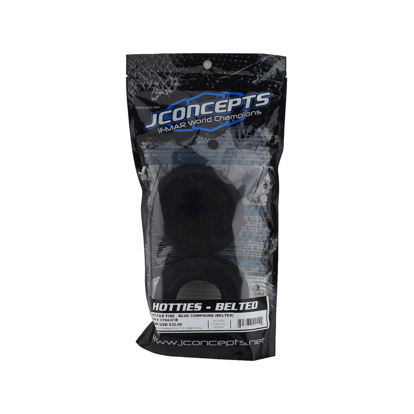 JConcepts #3194-01B JConcepts Hotties Belted Street Eliminator SCT Drag Racing Rear Tires (2) (Blue)