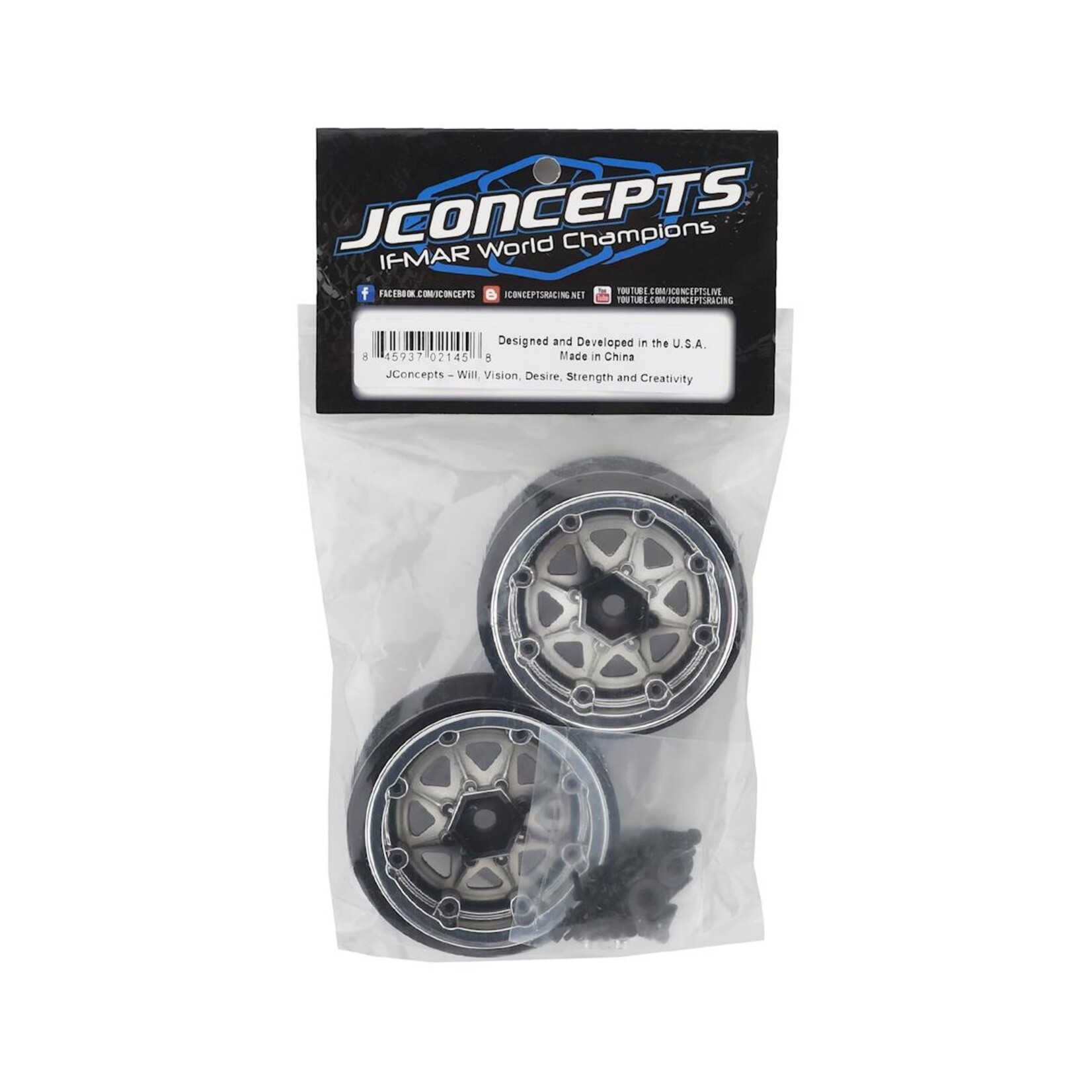 JConcepts #3389C JConcepts Colt 1.9" Beadlock Wheel w/Cap (Chrome) (2)