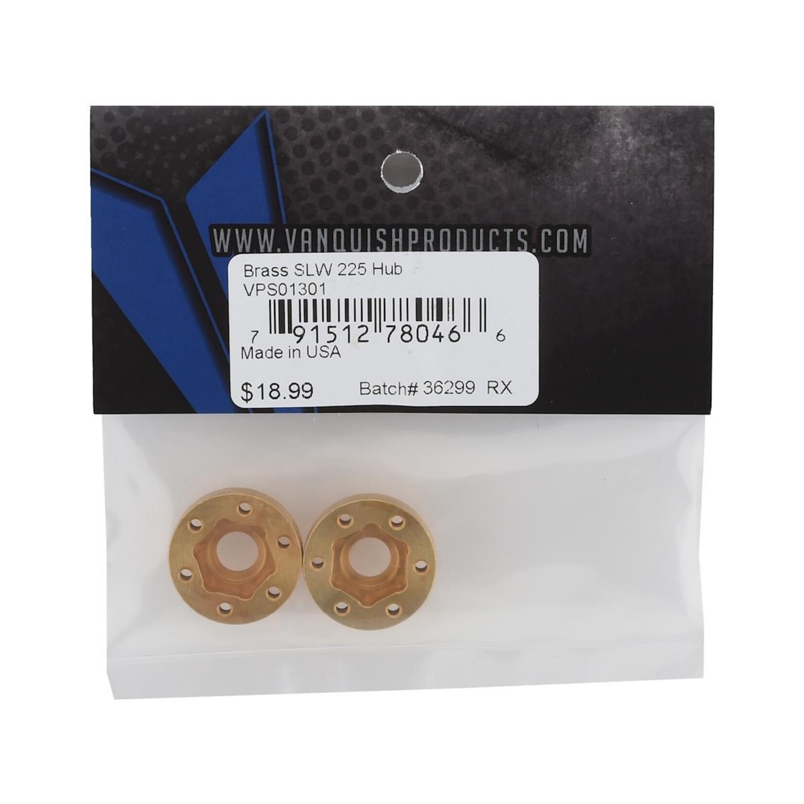 Vanquish Products #VPS01301 Vanquish Products Brass SLW 225 Wheel Hub (2) (0.225" Width)