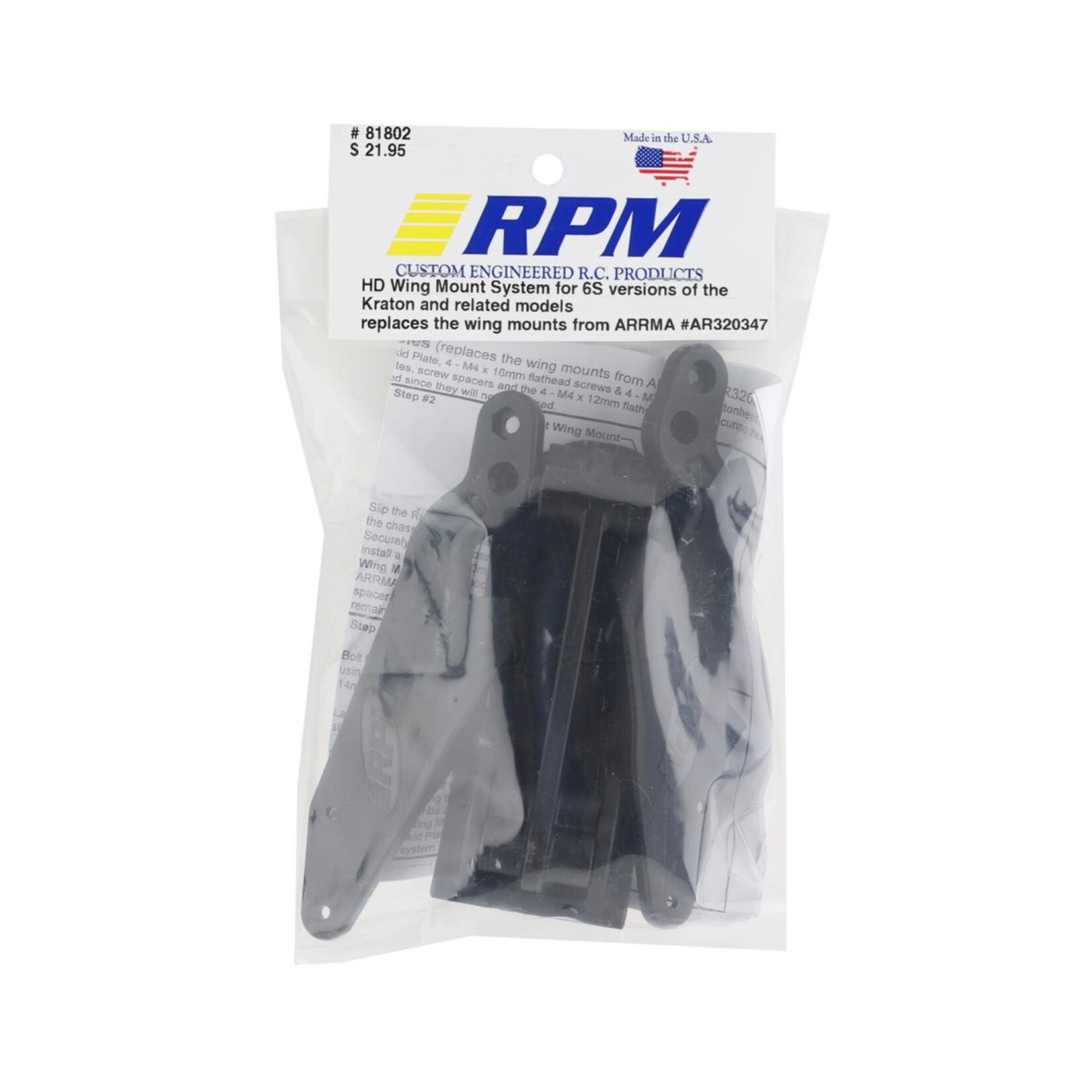 RPM RPM Arrma 6S HD Wing Mount System (Black) #81802