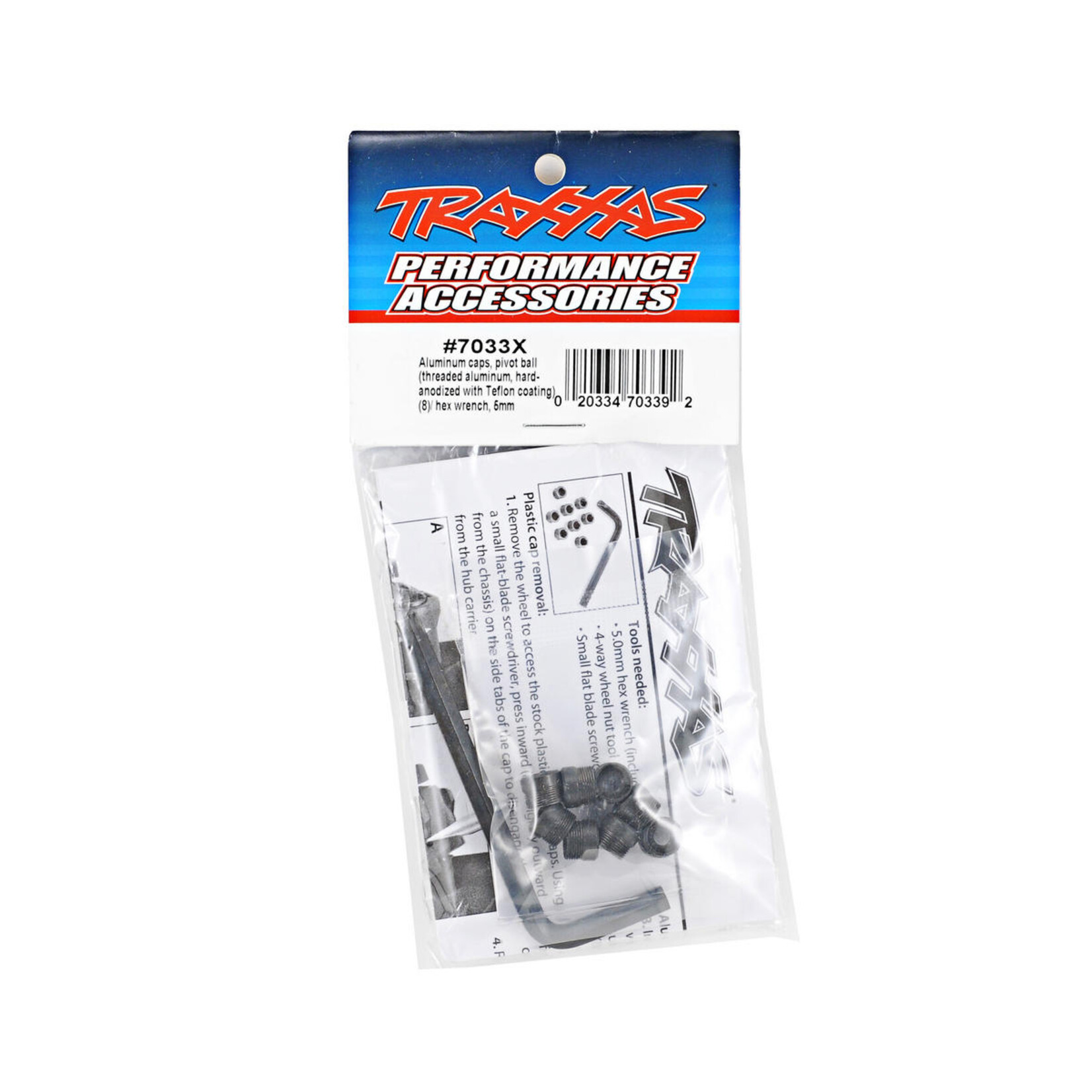 Traxxas #7033X Traxxas Aluminum Pivot Ball Cap Set w/Tool (Hard-Anodized) (8)