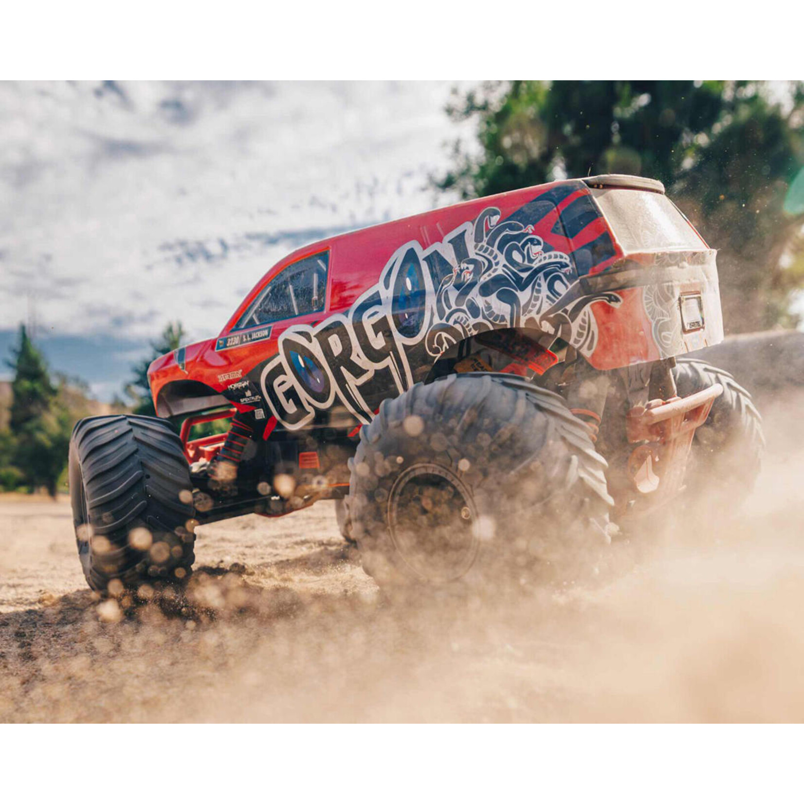 ARRMA #ARA3230ST2 Arrma Gorgon 4X2 MEGA 550 Brushed 1/10 Monster Truck RTR (Red) w/SLT2 2.4GHz Radio, Battery & Charger