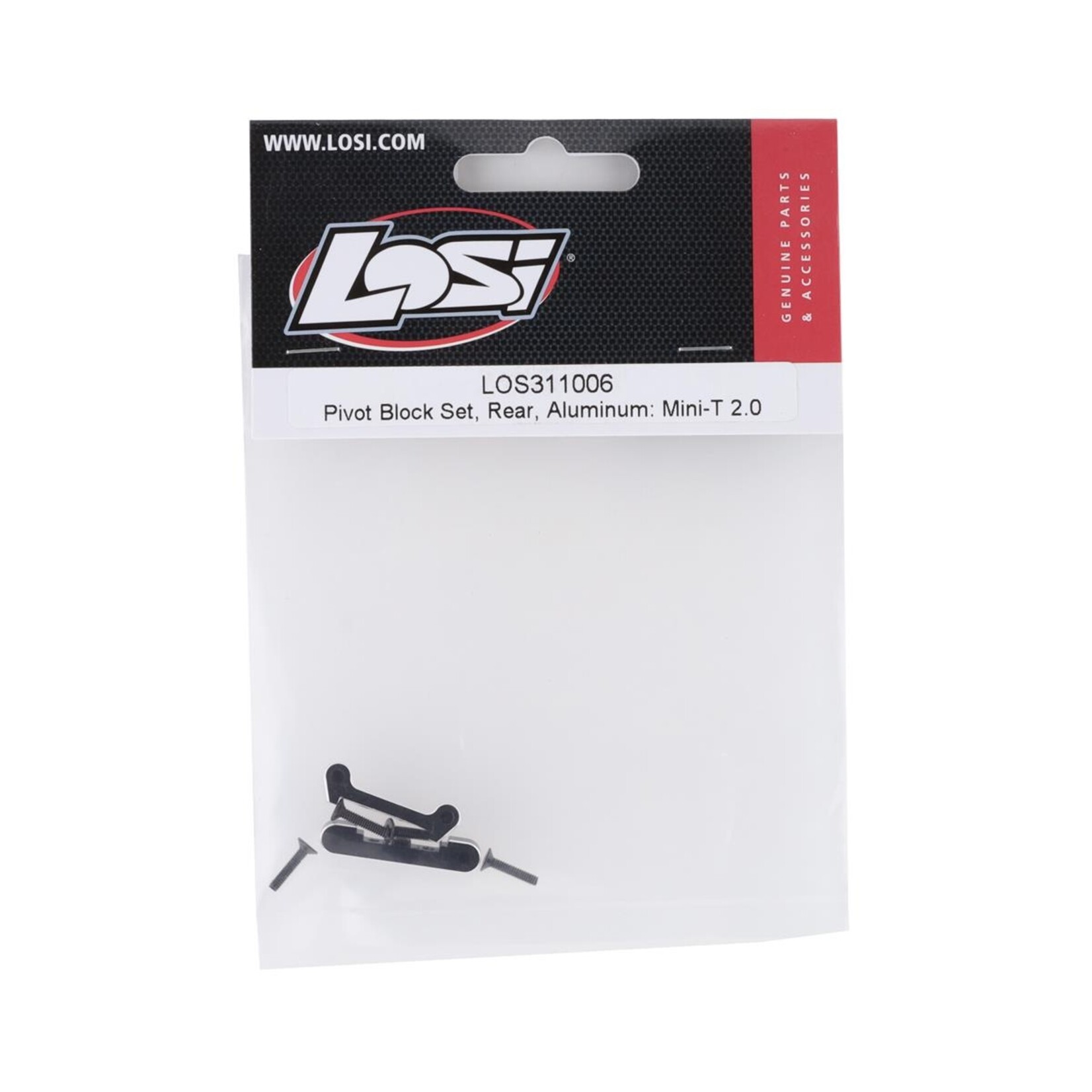 Losi #LOS311006 Losi Mini-T 2.0 Aluminum Rear Pivot Block Set (Black)