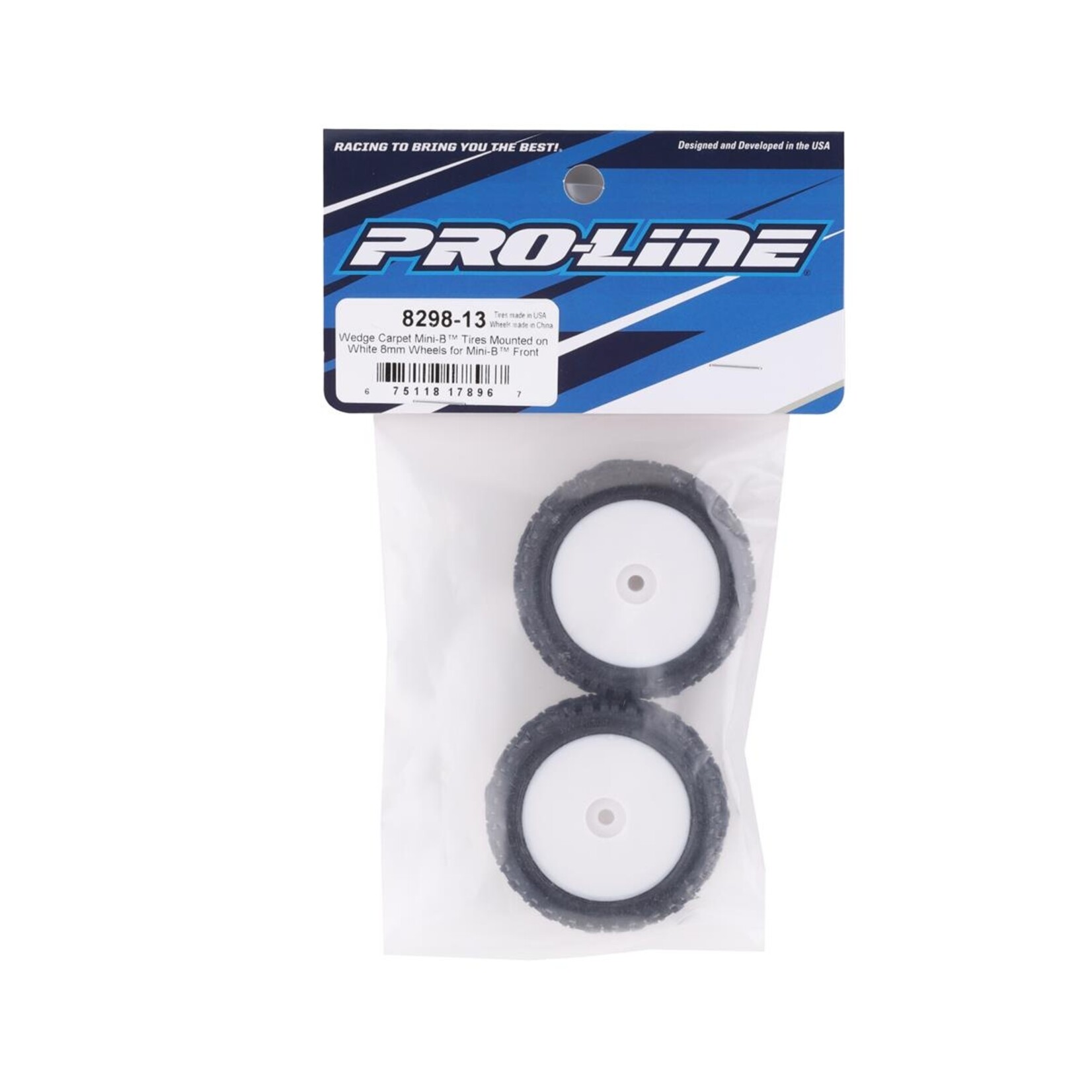 Pro-Line Pro-Line Mini-B Front Pre-Mounted Wedge Carpet Tire w/8mm Hex (White) (2) (Z3) #8298-13
