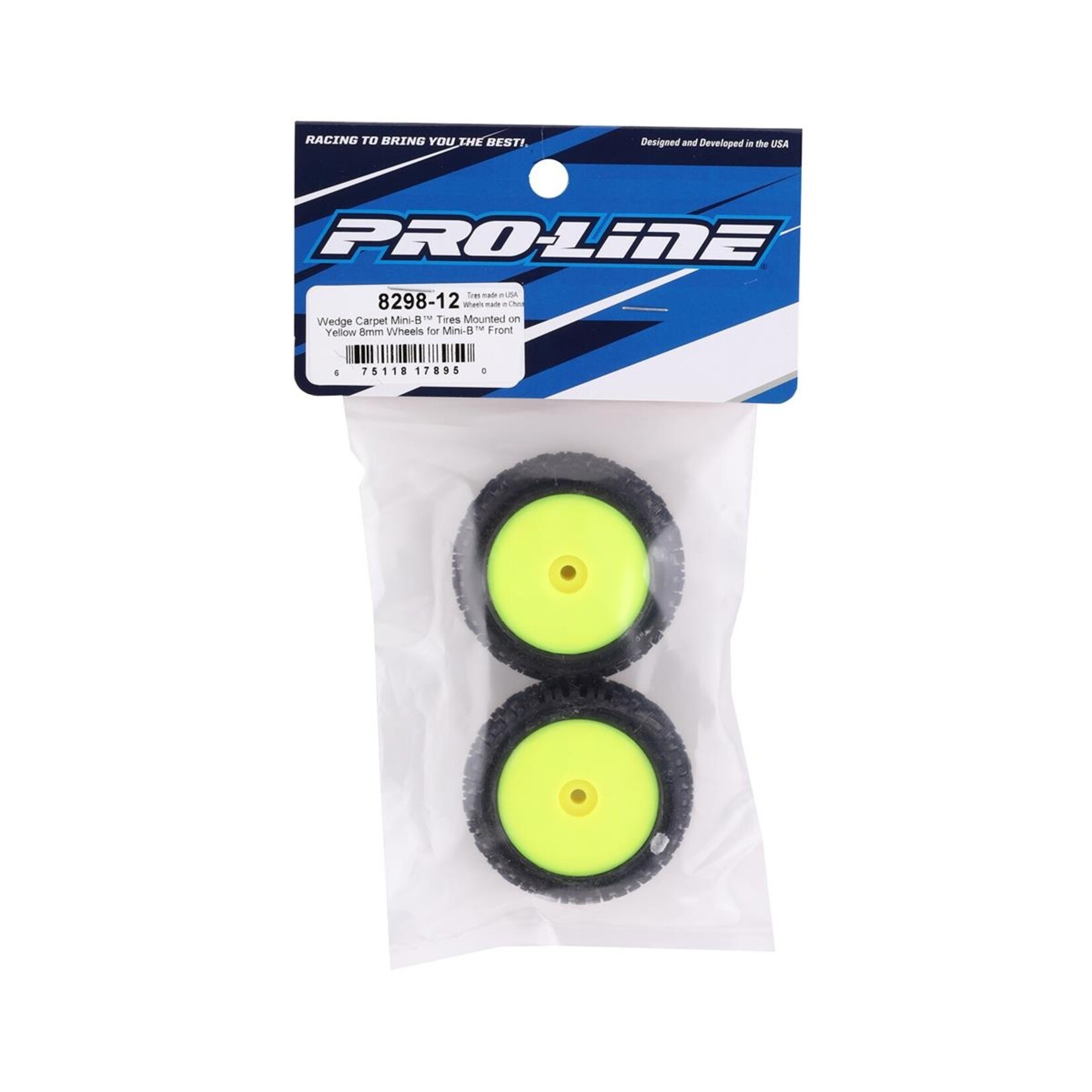 Pro-Line Pro-Line Mini-B Front Pre-Mounted Wedge Carpet Tire (Yellow) (2) (Z3) #8298-12