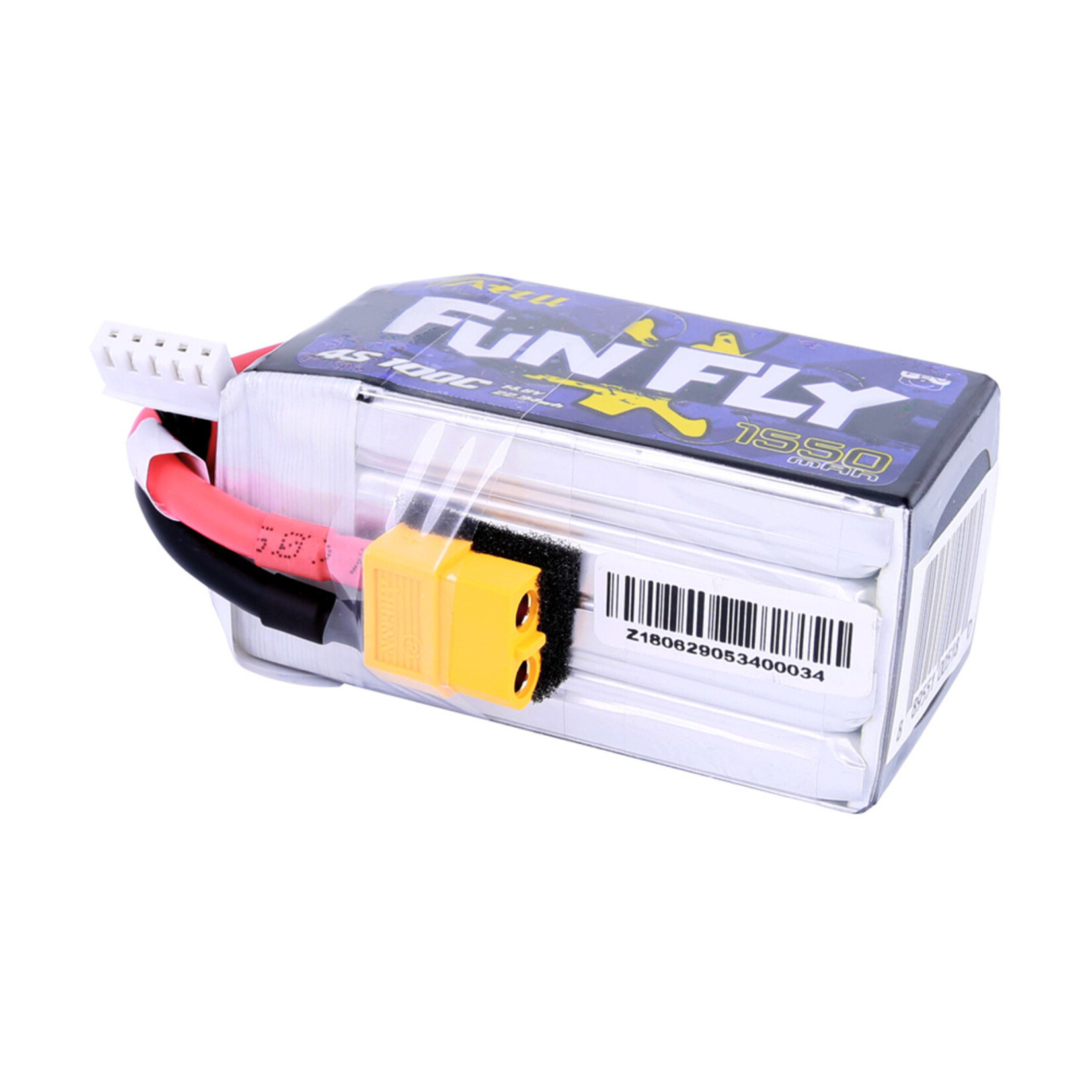 Tattu #TA-FF-100C-1550-4S1P Tattu FunFly 4S LiPo Battery 100C (14.8V/1550mAh) (JST-XH) w/XT-60 Connector