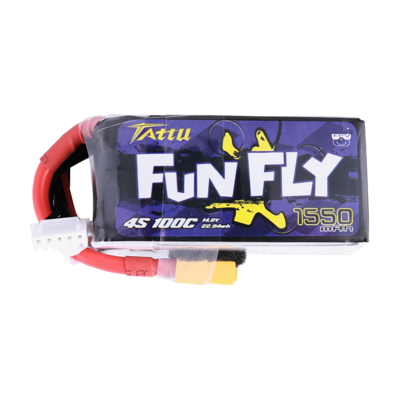 Tattu #TA-FF-100C-1550-4S1P Tattu FunFly 4S LiPo Battery 100C (14.8V/1550mAh) (JST-XH) w/XT-60 Connector