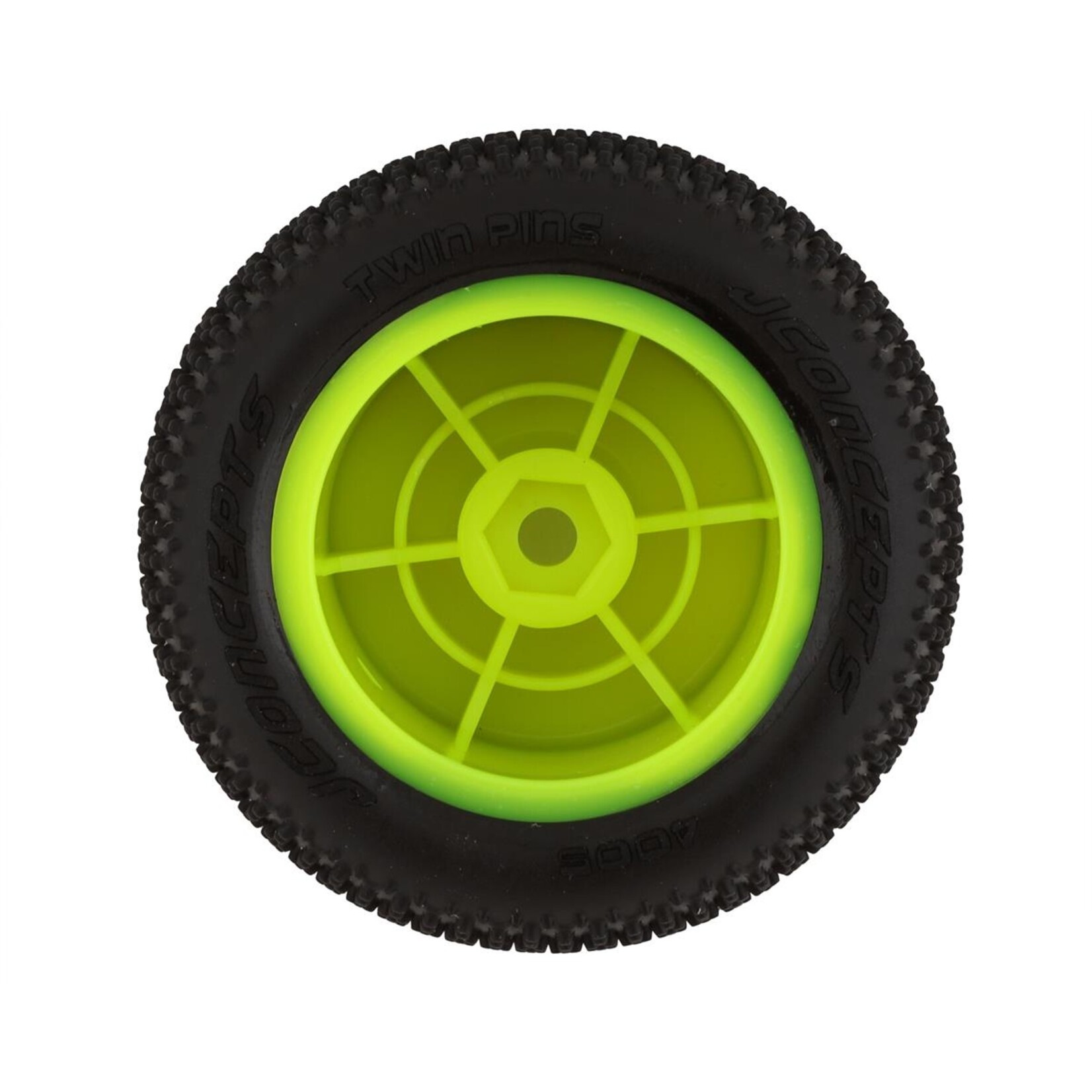 JConcepts #4005-201021 JConcepts Mini-B/Mini-T 2.0 Twin Pin Pre-Mounted Rear Tires (Yellow) (2) (Pink)