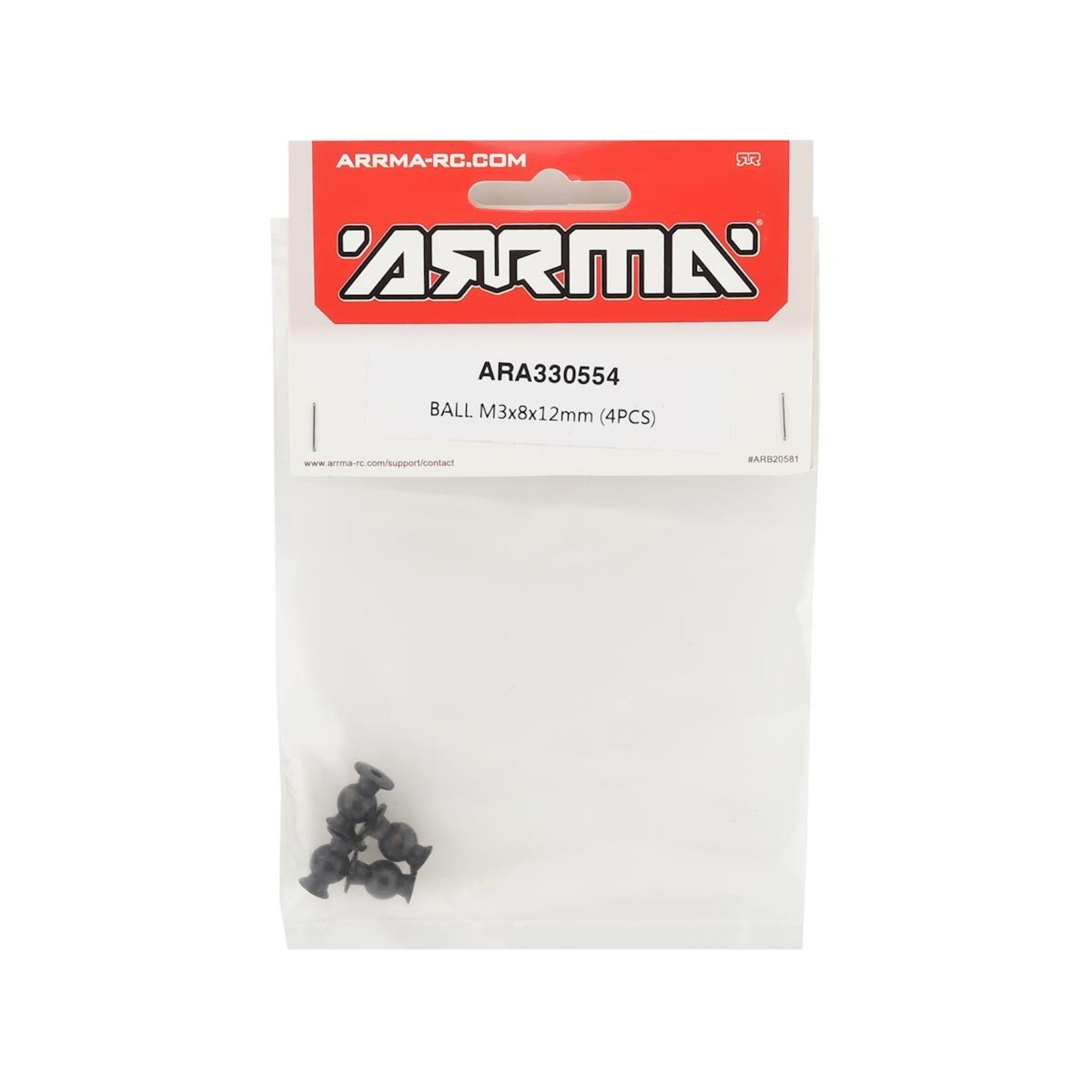 ARRMA Arrma 3x8x12mm Ball (4) #ARA330554