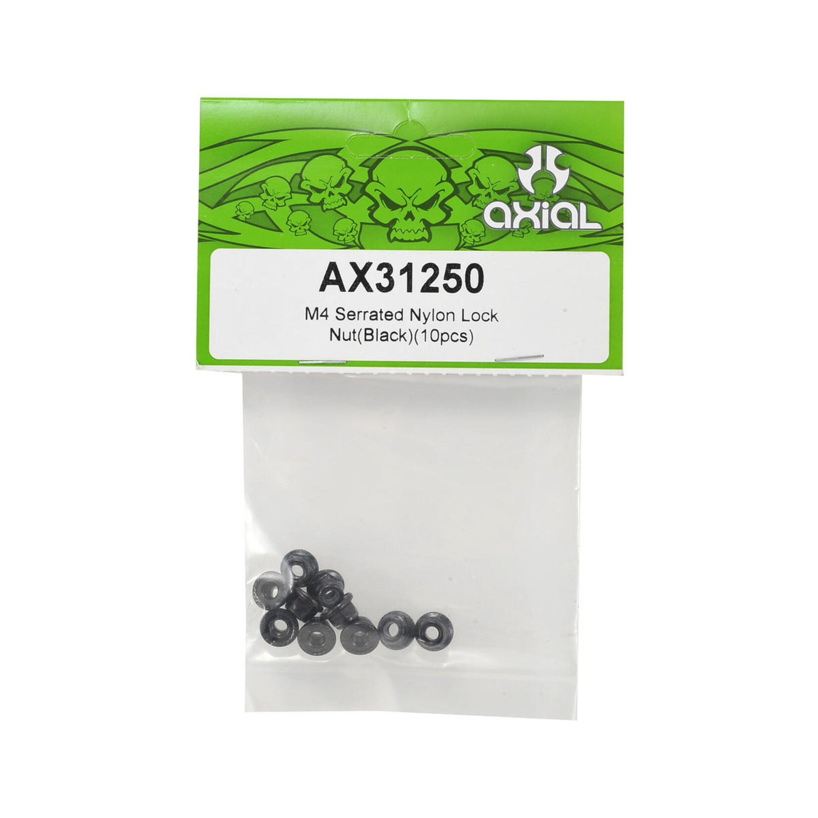 Axial #AXIC3150 Axial 4mm Serrated Nylon Lock Nut (Black) (10)