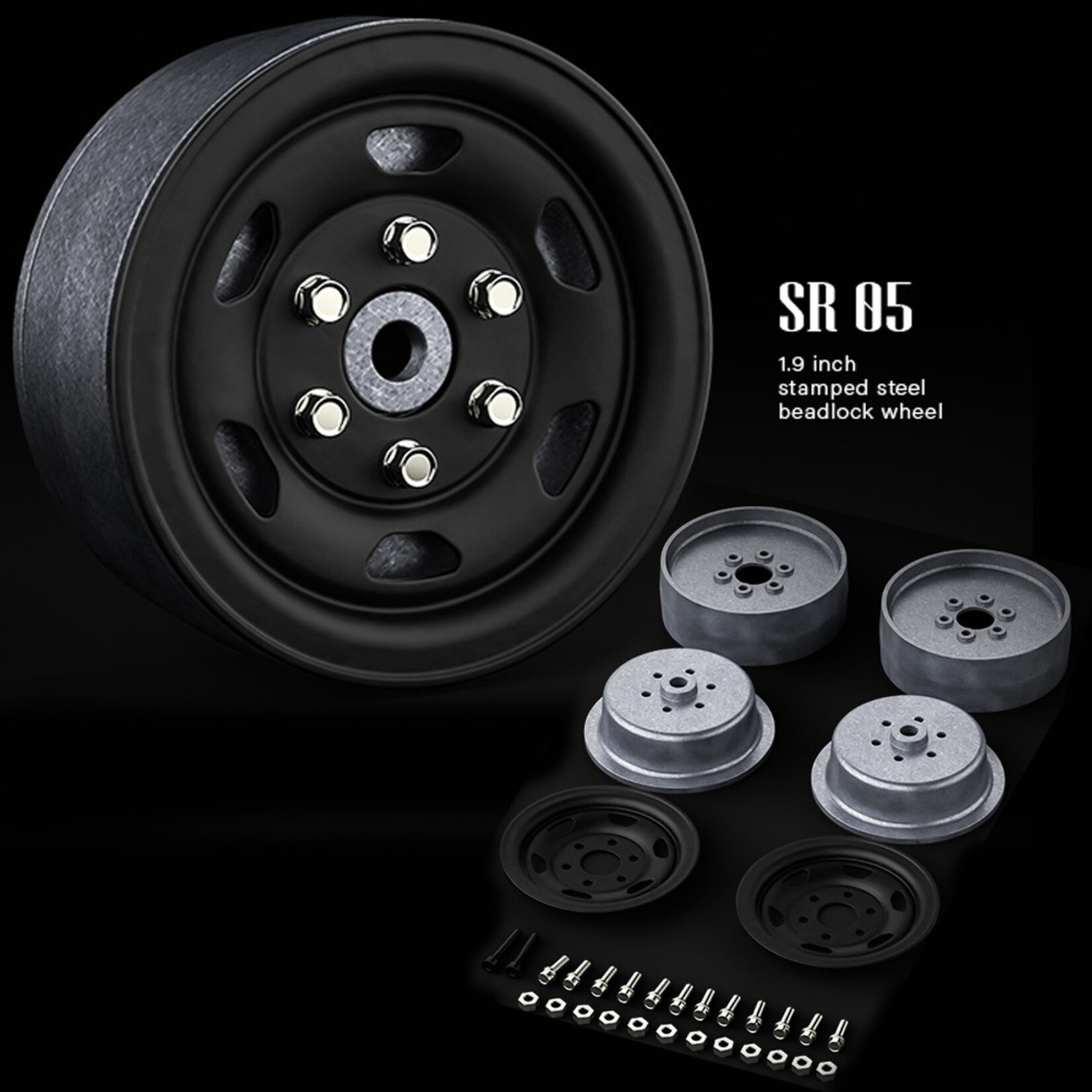 Gmade Gmade SR05 1.9″ Beadlock Wheels (Matte Black) (2) #GM70504