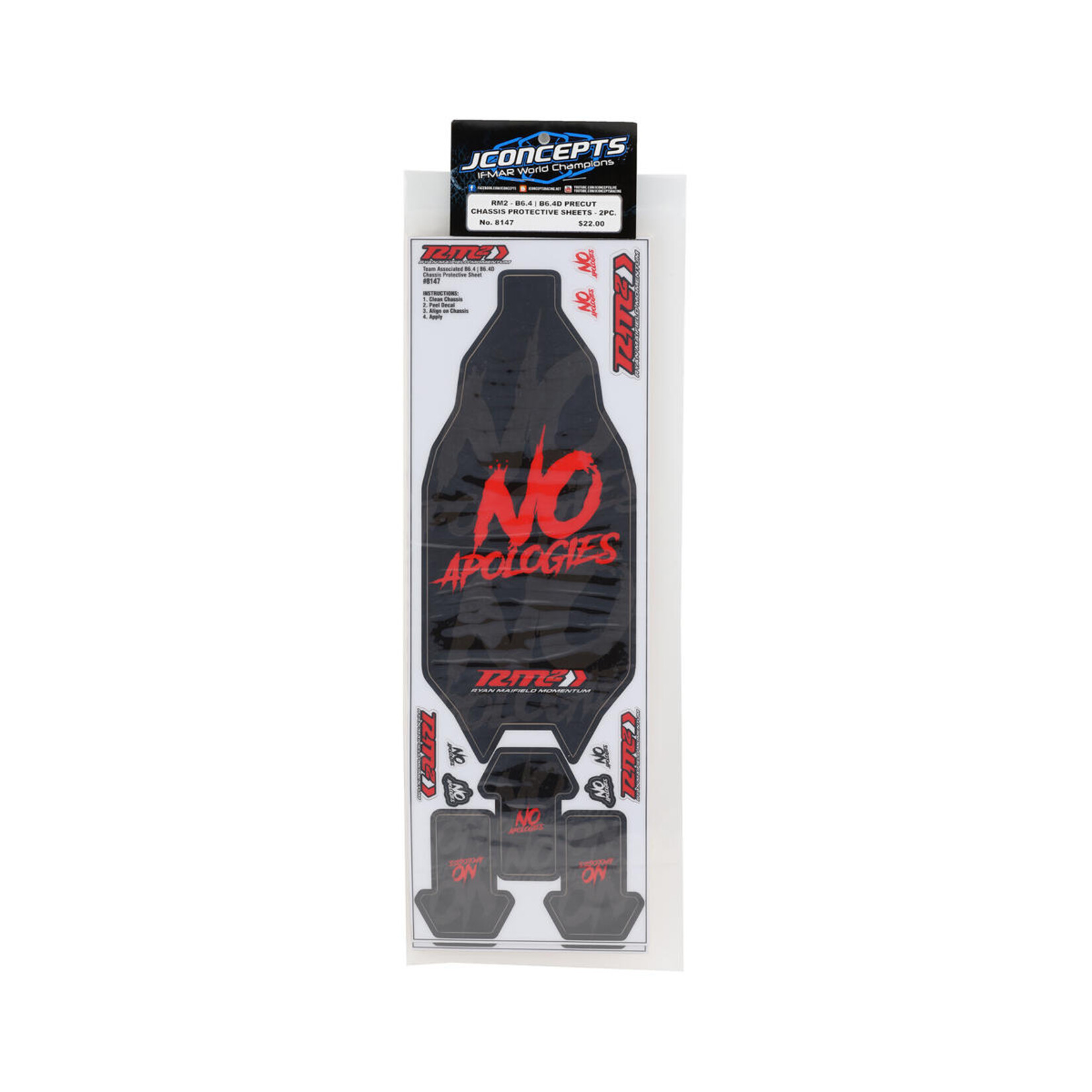 JConcepts #8147 JConcepts AE B6.4/B6.4D "No Apologies" Precut Chassis Protective Sheet (2) (RM2)