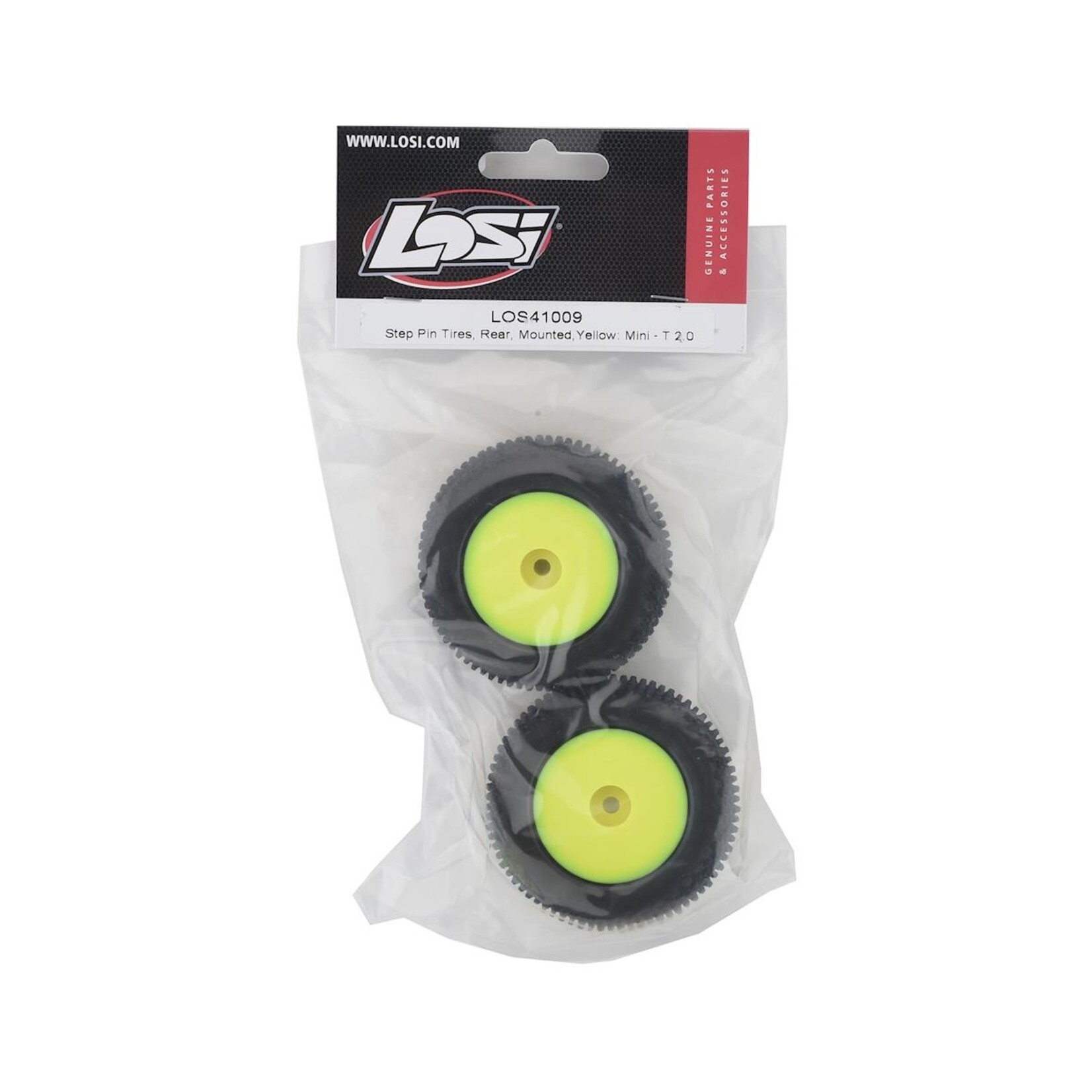 Losi Losi Mini-T 2.0 Step Pin Pre-Mounted Rear Tires (Yellow) (2) #LOS41009