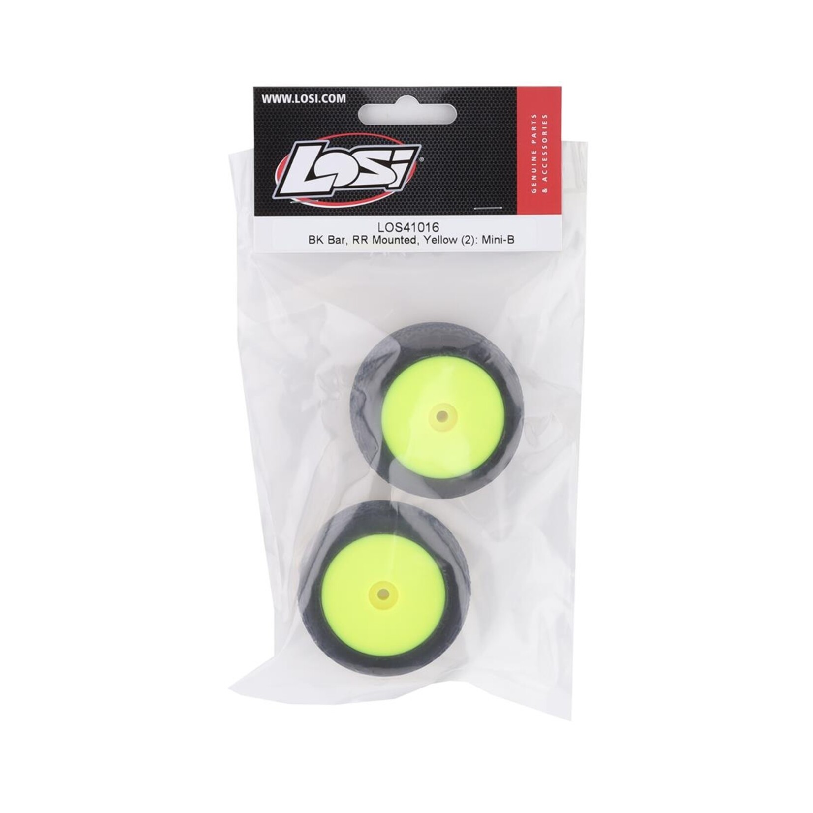 Losi #LOS41016 Losi Mini-B Rear Pre-Mounted BK Bar Tires (Yellow) (2)