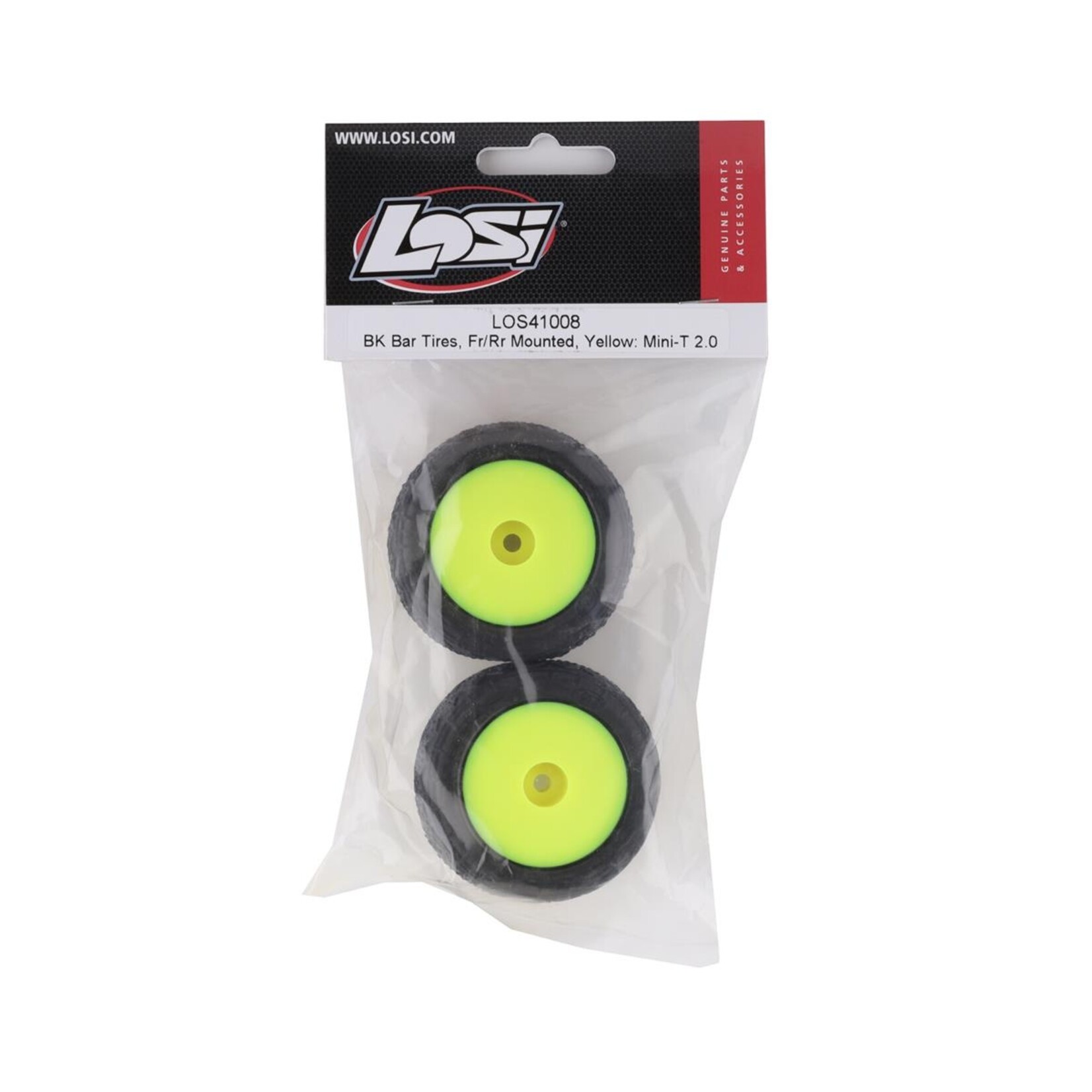 Losi #LOS41008 Losi Mini-T 2.0 BK Bar Pre-Mounted Tires (Yellow) (2)