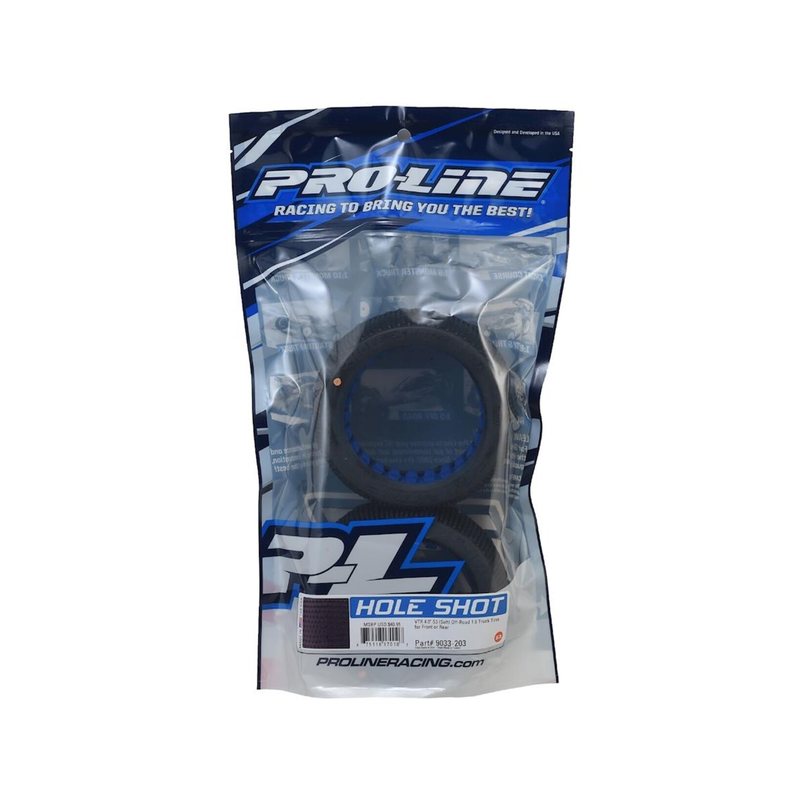 Pro-Line #9033-203 Pro-Line Hole Shot VTR 4.0" 1/8 Truggy Tires w/Foam (2) (S3)