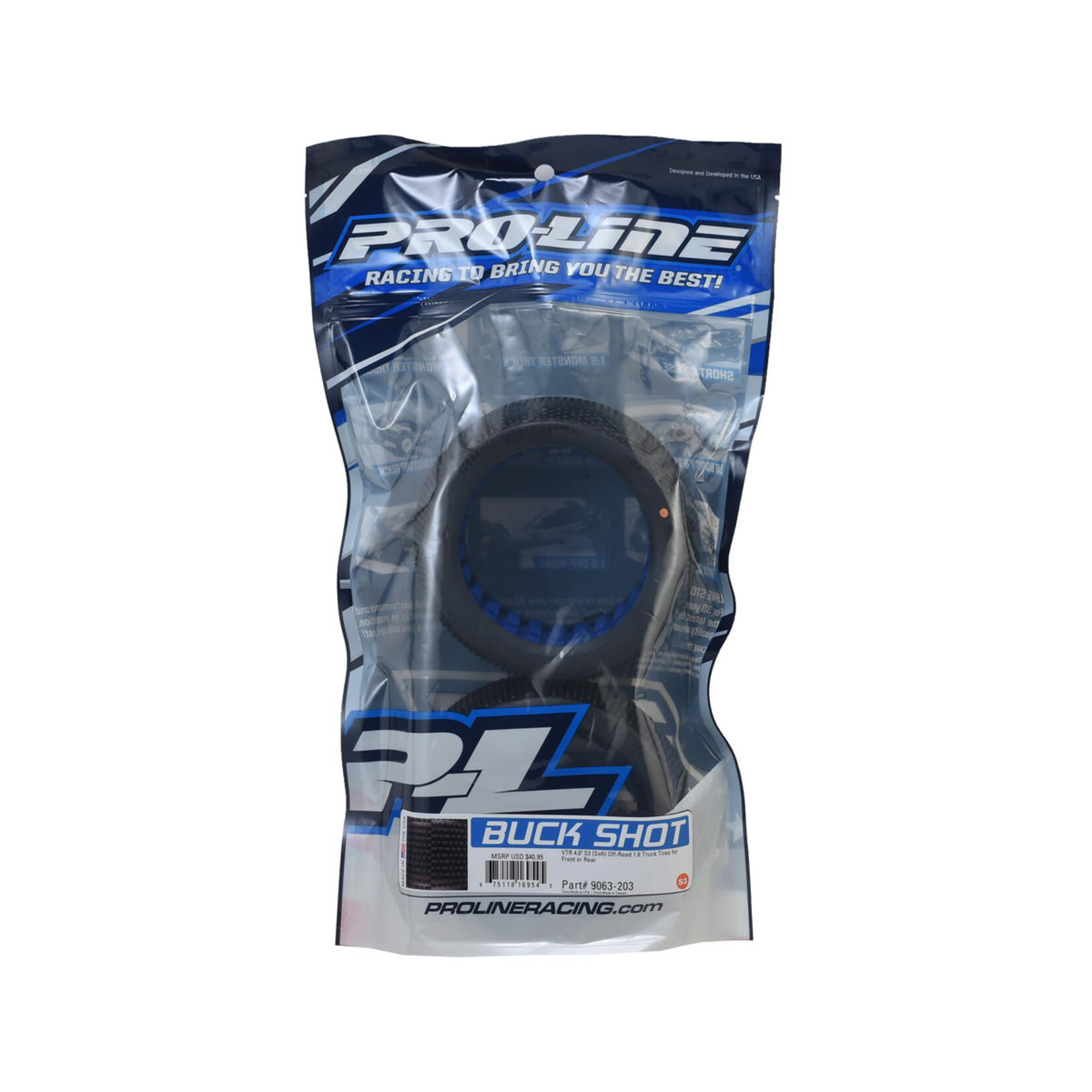 Pro-Line #9063-203 Pro-Line Buck Shot VTR 4.0" 1/8 Truggy Tires w/Foam (2) (S3)