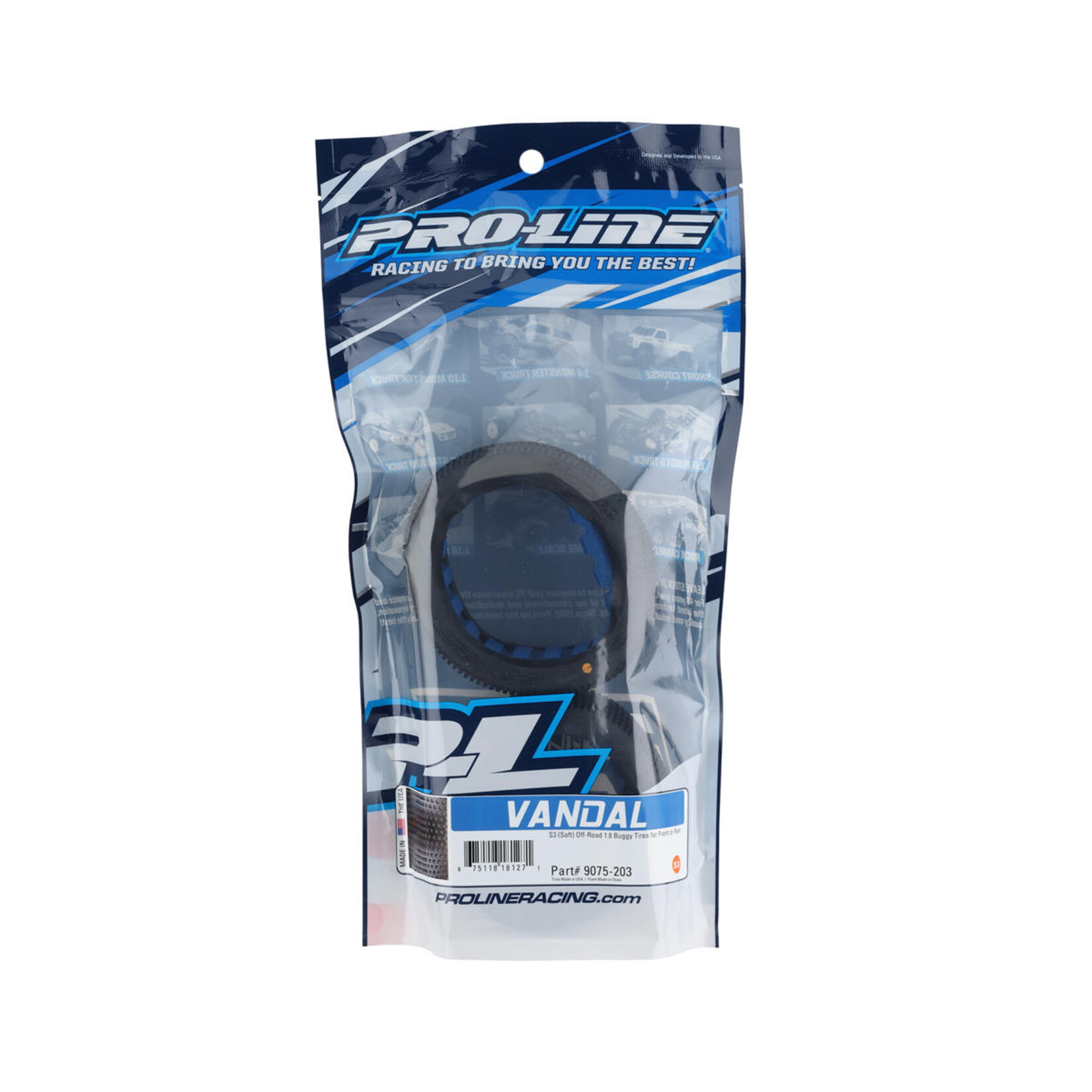 Pro-Line #9075-203  Pro-Line Vandal 1/8 Buggy Tires w/Closed Cell Inserts (2) (S3)