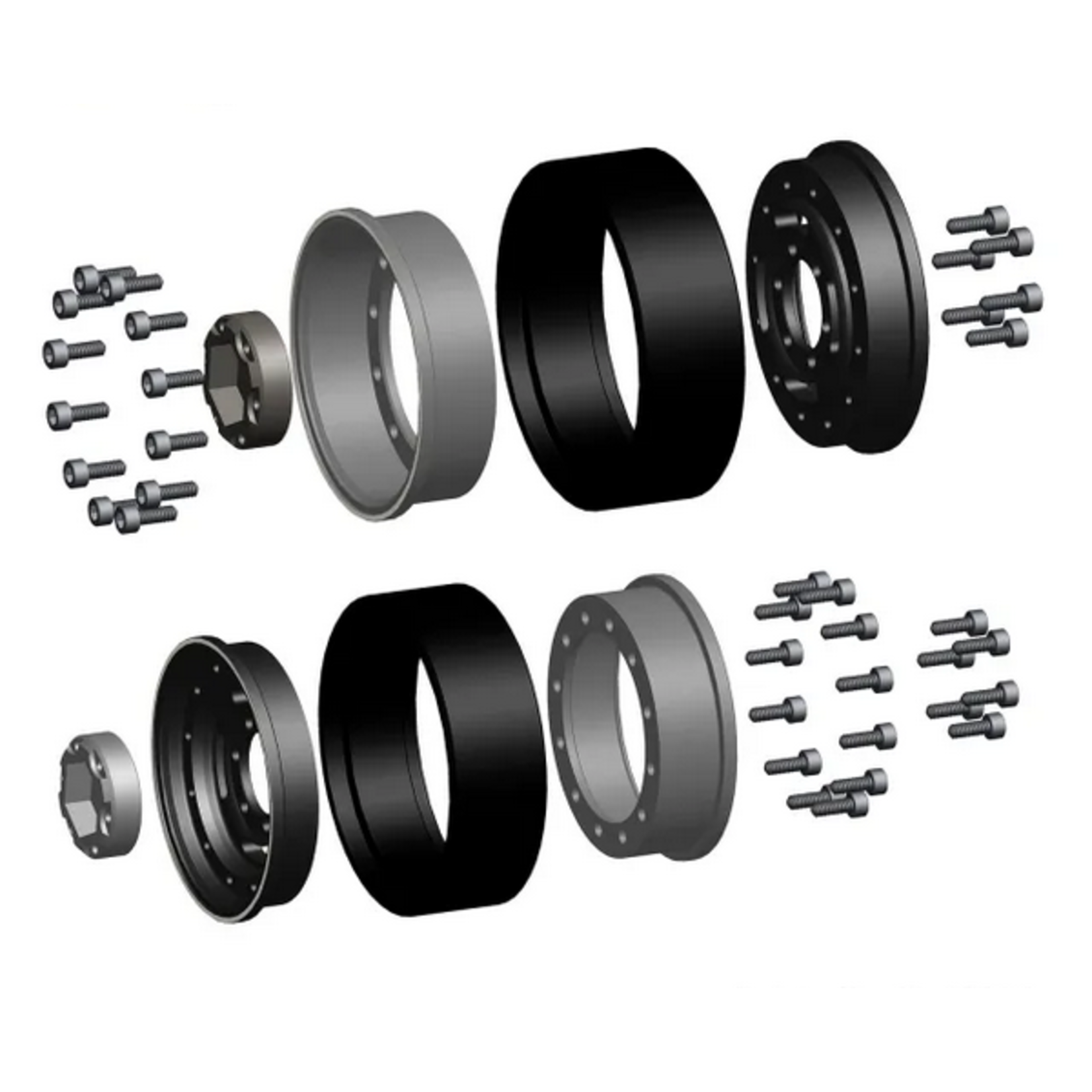 Treal #X003Z3JITT Treal Hobby Type F 1.0" Deep Dish Beadlock Wheels (Red)