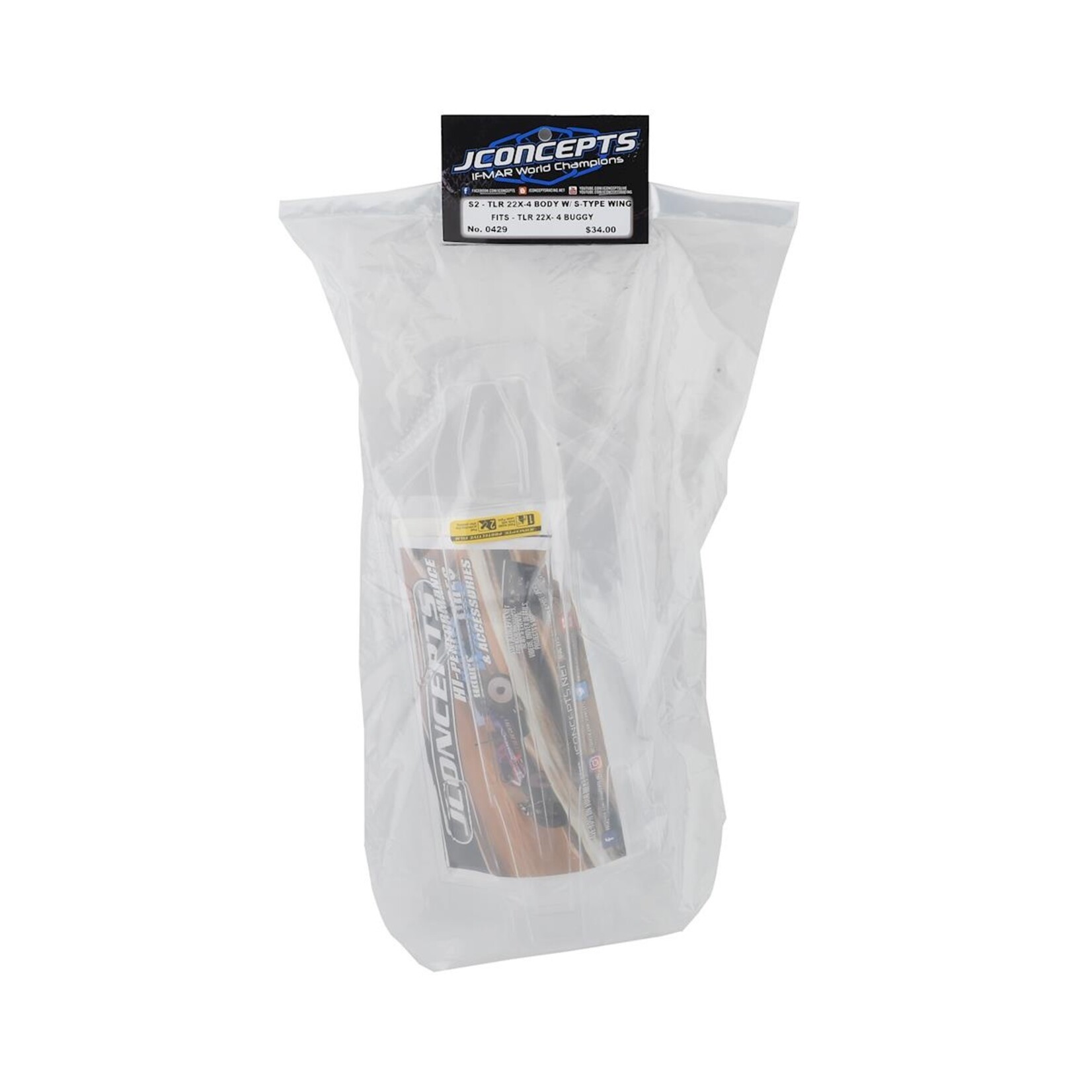 JConcepts JConcepts TLR 22X-4 "S2" Body w/S-Type Wing (Clear) #0429