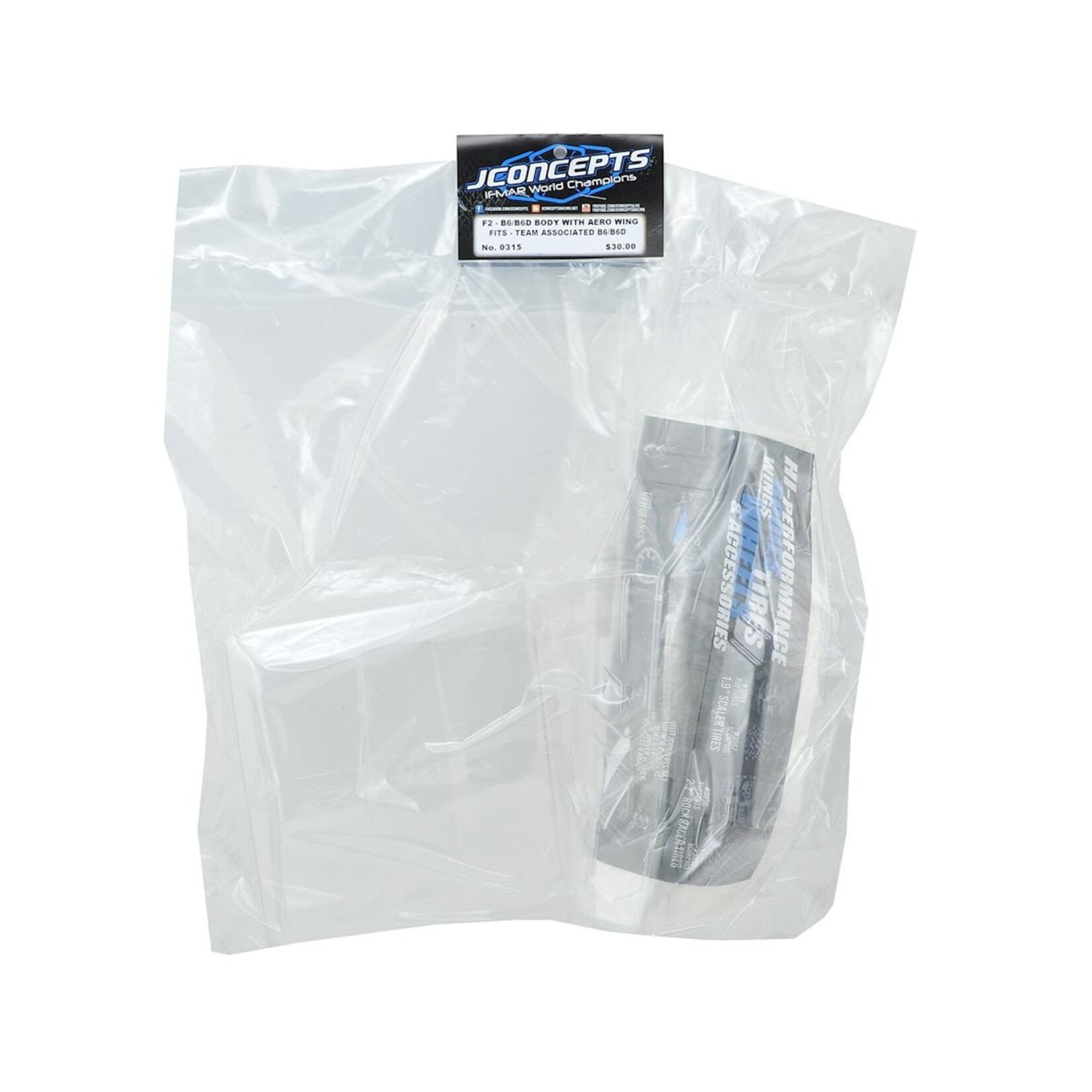 JConcepts #0315 JConcepts B6/B6D "F2" Buggy Body w/6.5" Aero Wing (Clear)