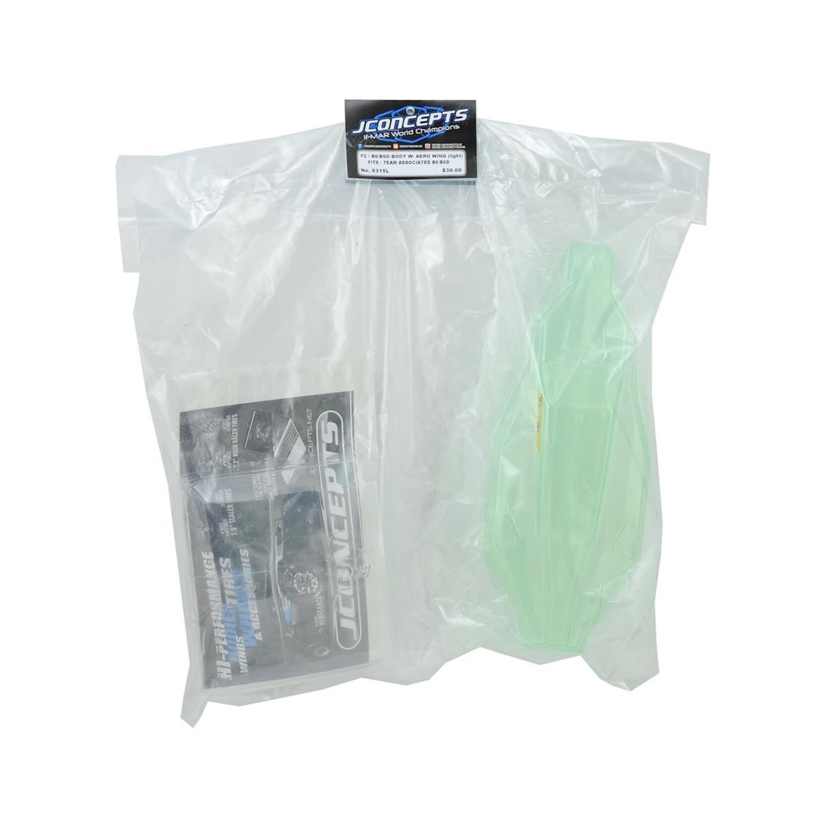 JConcepts #0315L JConcepts B6/B6D "F2" Body w/6.5" Aero Wing (Clear) (Lightweight)