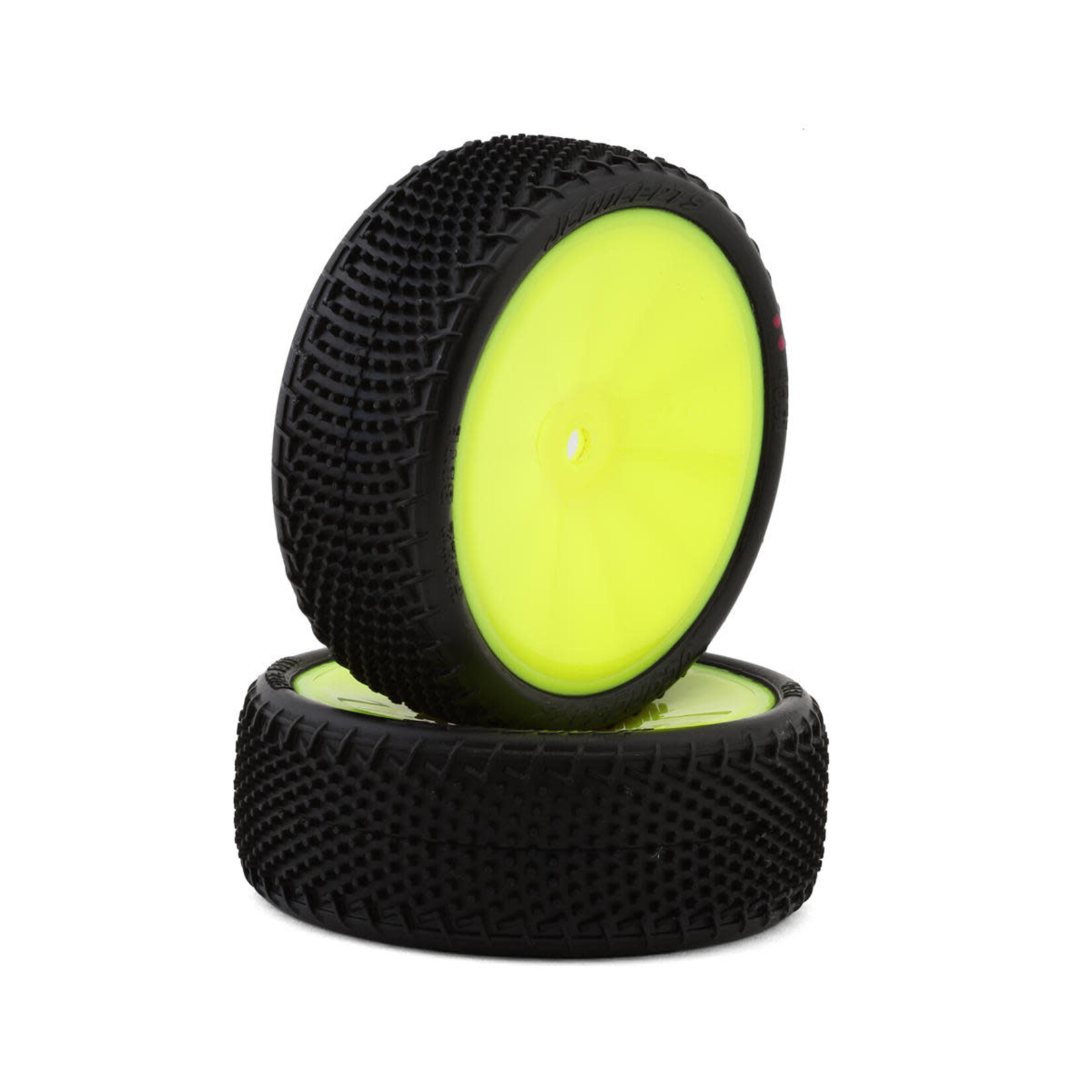 JConcepts #4061-201011 JConcepts Fuzz Bite LP 2.2" (Wide) Pre-Mounted 2WD Front Buggy Tire (Yellow) (2) (Pink) w/12mm Hex