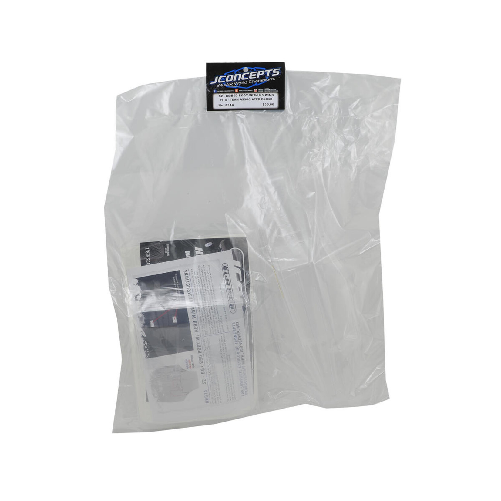 JConcepts #0314 JConcepts B6/B6D "S2" Body w/6.5" Aero Wing (Clear)