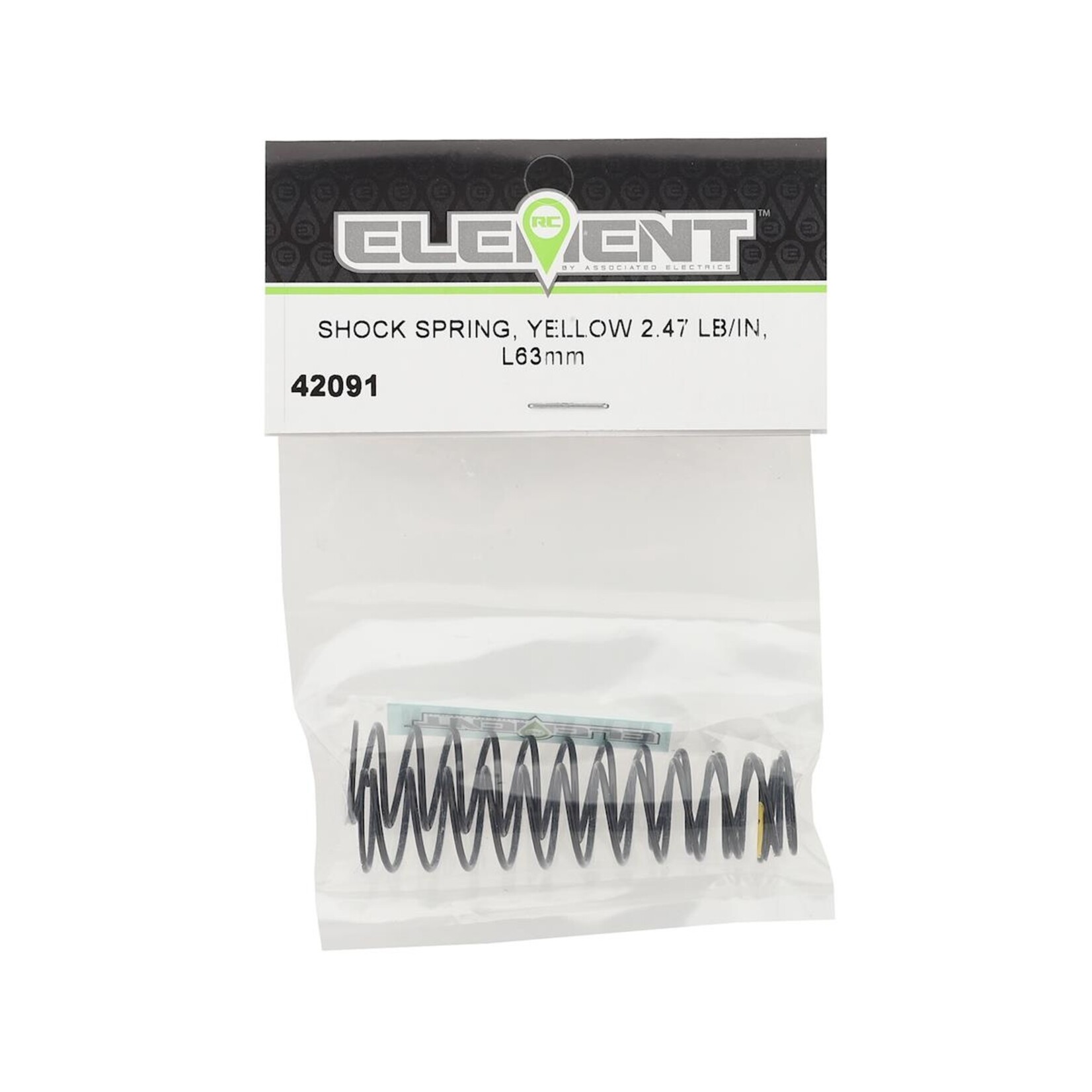 Element RC #42091 Element RC 63mm Shock Spring (Yellow - 2.47 lb/in) (2)
