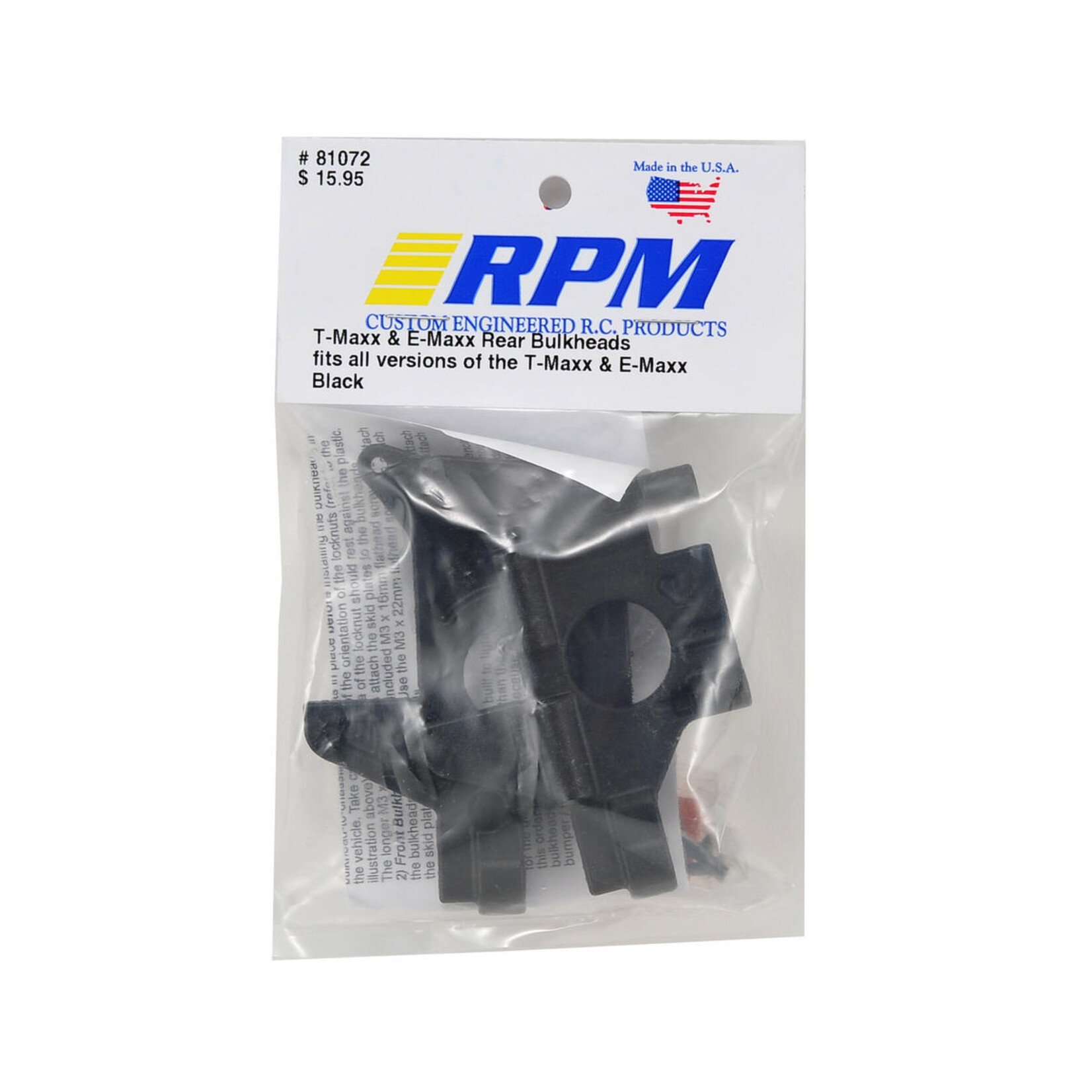 RPM RPM Traxxas E-Maxx/T-Maxx Rear Bulkhead Set (Black) #81072