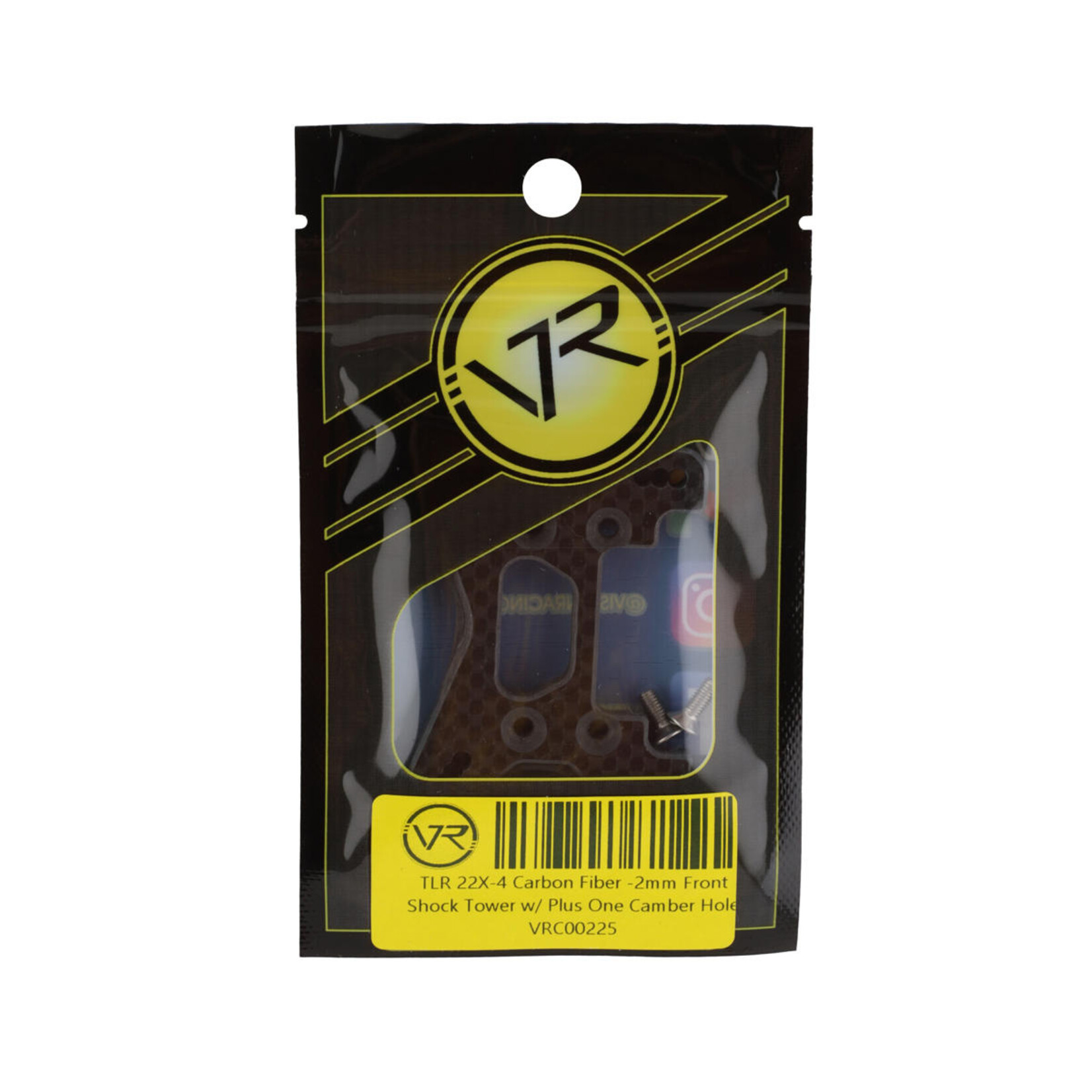 Vision Racing #00225 Vision Racing TLR 22X-4 Carbon Fiber Front Shock Tower (-2mm) w/Plus One Camber Hole