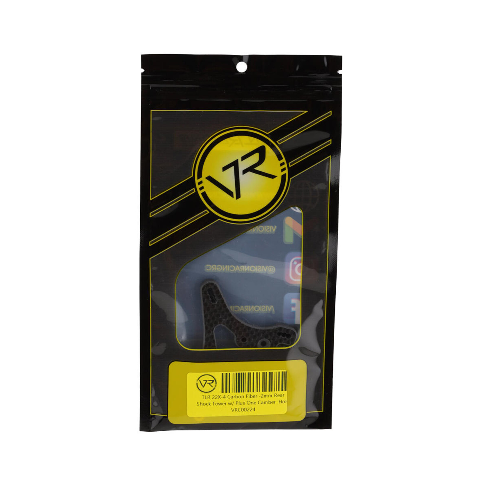 Vision Racing #00224 Vision Racing TLR 22X-4 Carbon Fiber Rear Shock Tower (-2mm) w/Plus One Upper Camber Hole