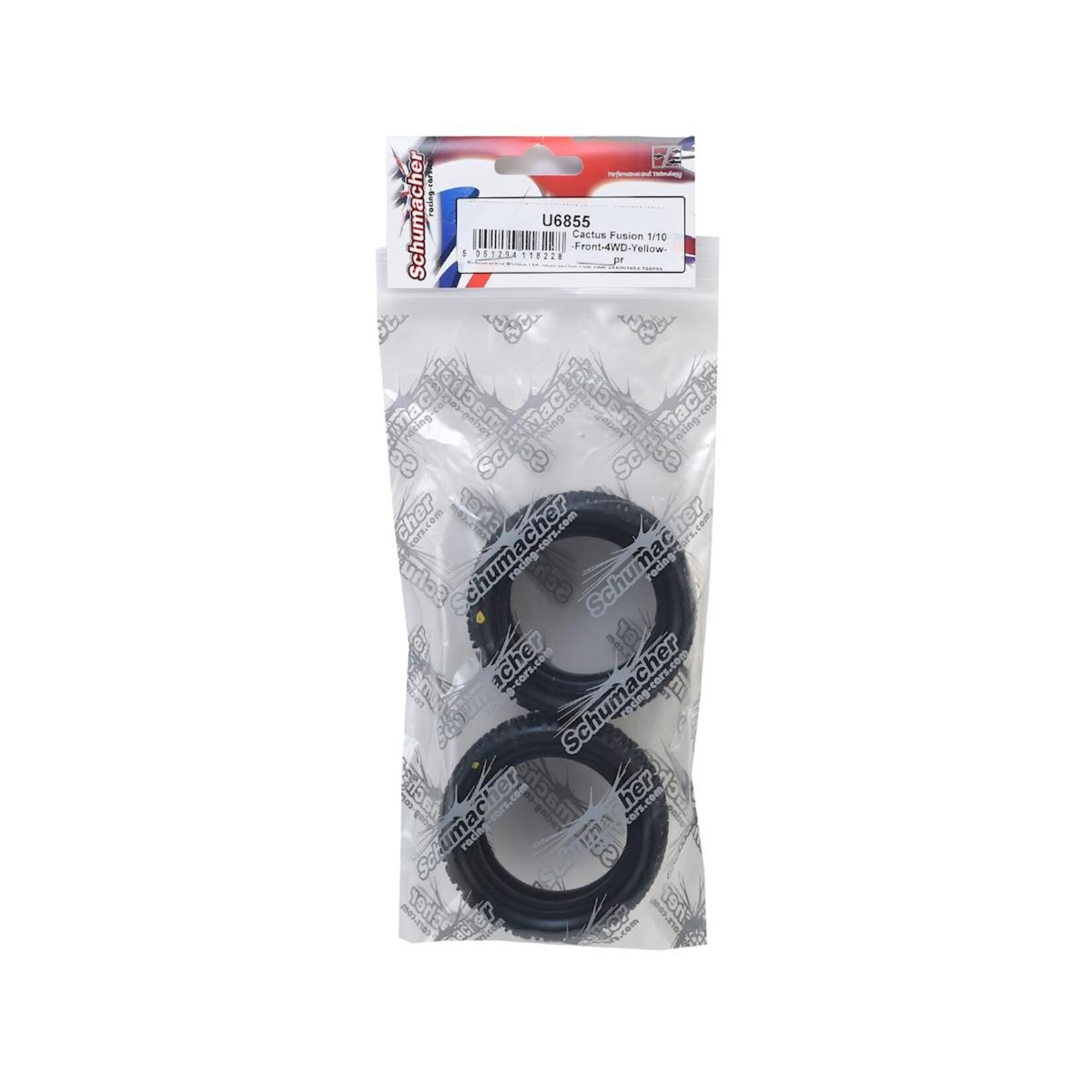 Schumacher #U6855 Schumacher Cactus Fusion 2.2" Front 1/10 4WD Turf Buggy Tire (2) (Yellow)