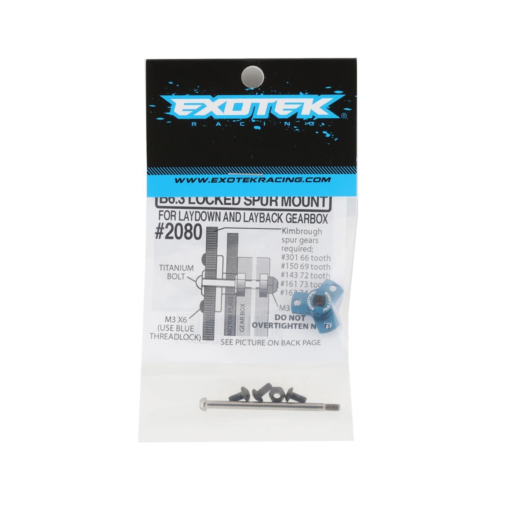Exotek Exotek B6.3 Locked Spur Mount Set w/Titanium Bolt #2080