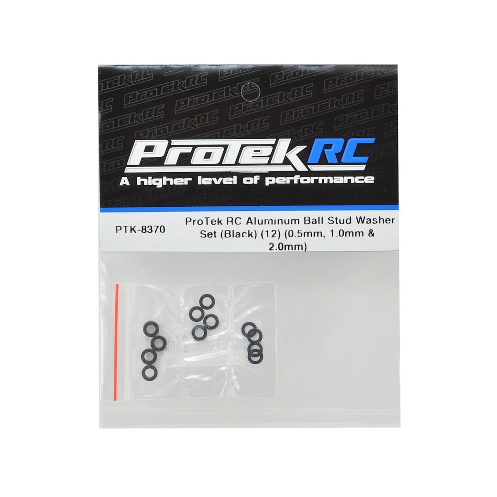ProTek RC #PTK-8370 ProTek RC Aluminum Ball Stud Washer Set (Black) (12) (0.5mm, 1.0mm & 2.0mm)