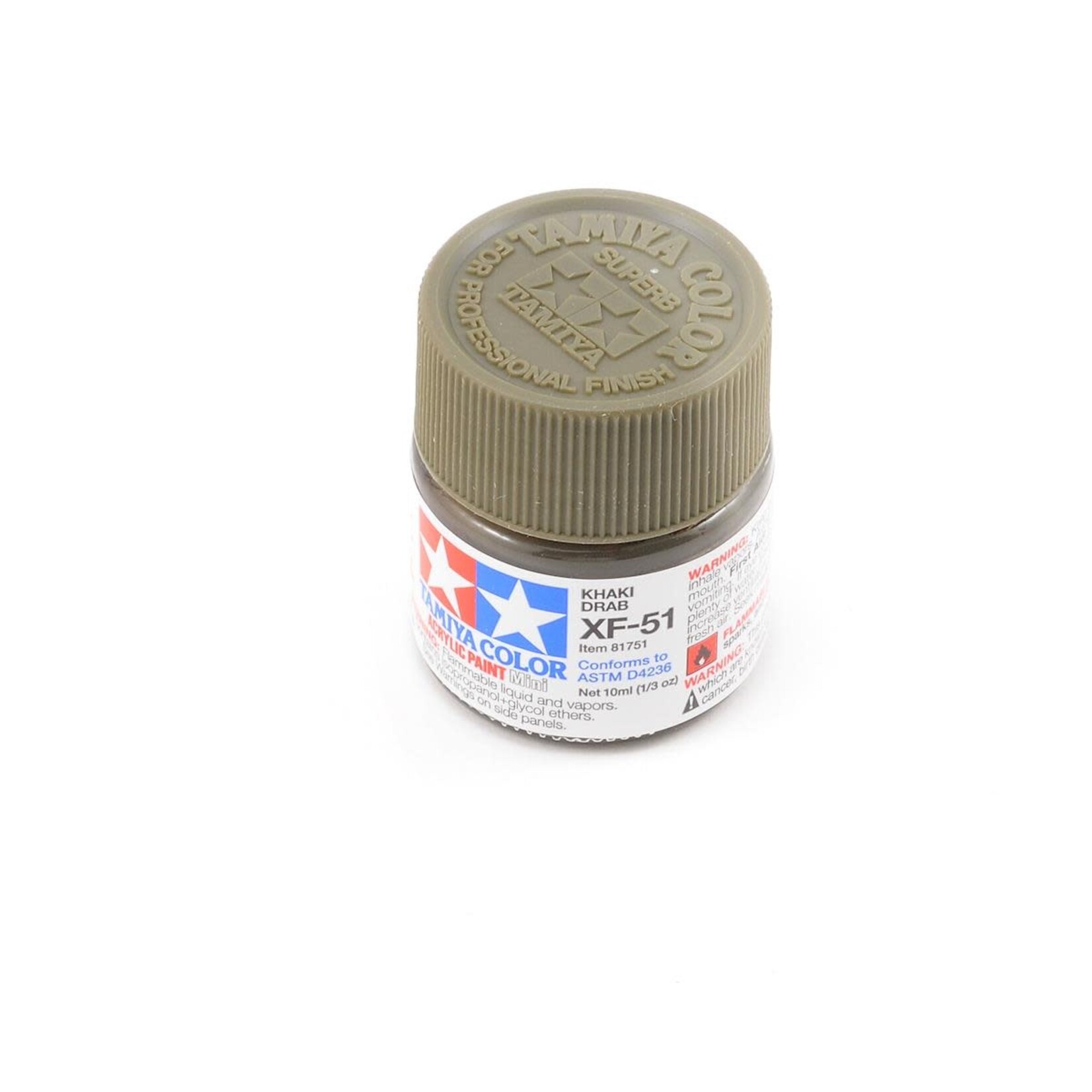 Tamiya #81751 Tamiya XF-51 Flat Khaki Drab Acrylic Paint (10ml)