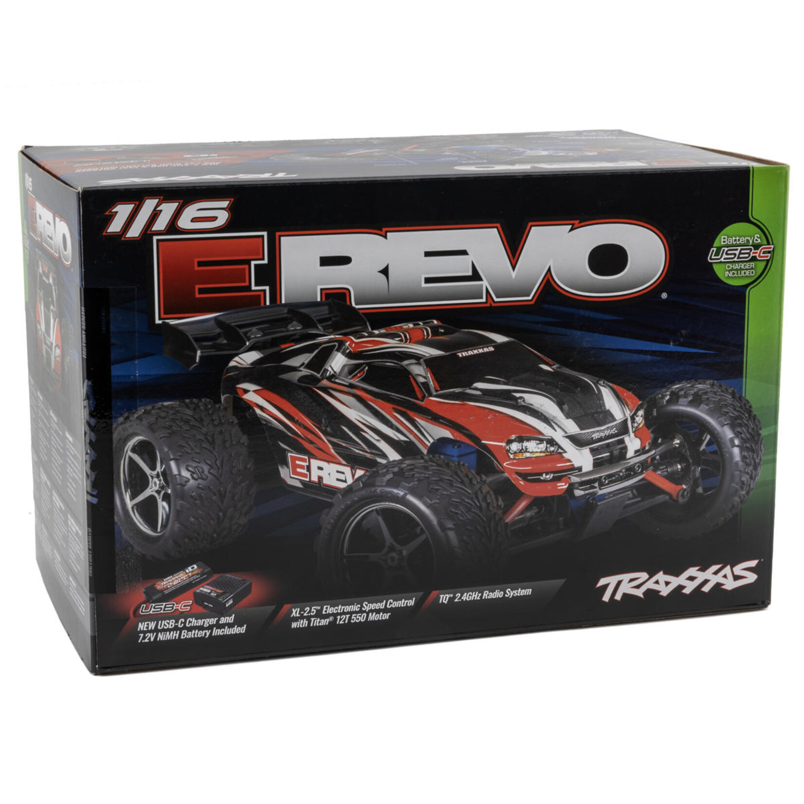 Traxxas Traxxas E-Revo 1/16 4WD RTR Truck (Red) w/XL-2.5 ESC, TQ 2.4GHz Radio, Battery & USB-C Charger #71054-8-RBLU