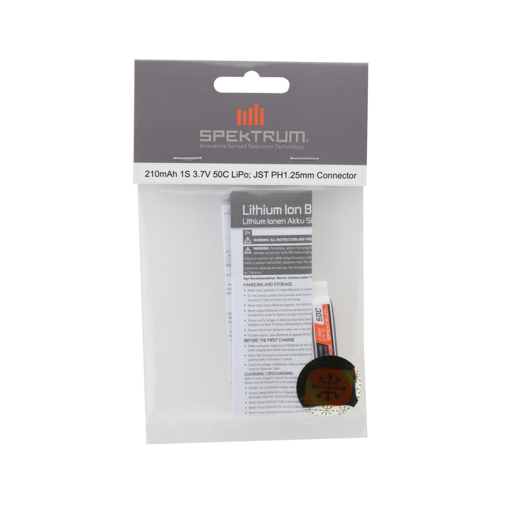 Spektrum #SPMX2101S50 Spektrum RC 1S LiPo Battery 50C (3.7V/210mAh) w/JST Connector