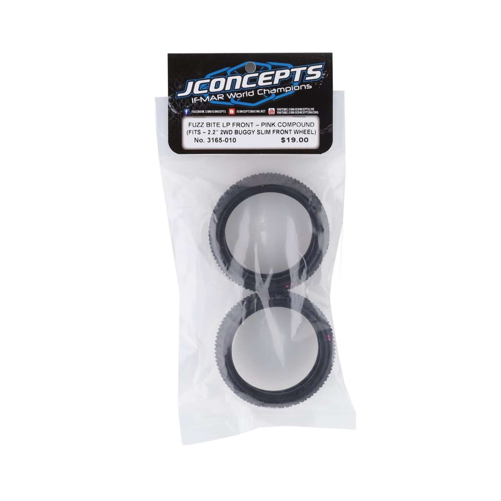 JConcepts #3165-010 JConcepts Fuzz Bite LP Carpet 2.2" 2WD Front Buggy Tires (2) (Pink)