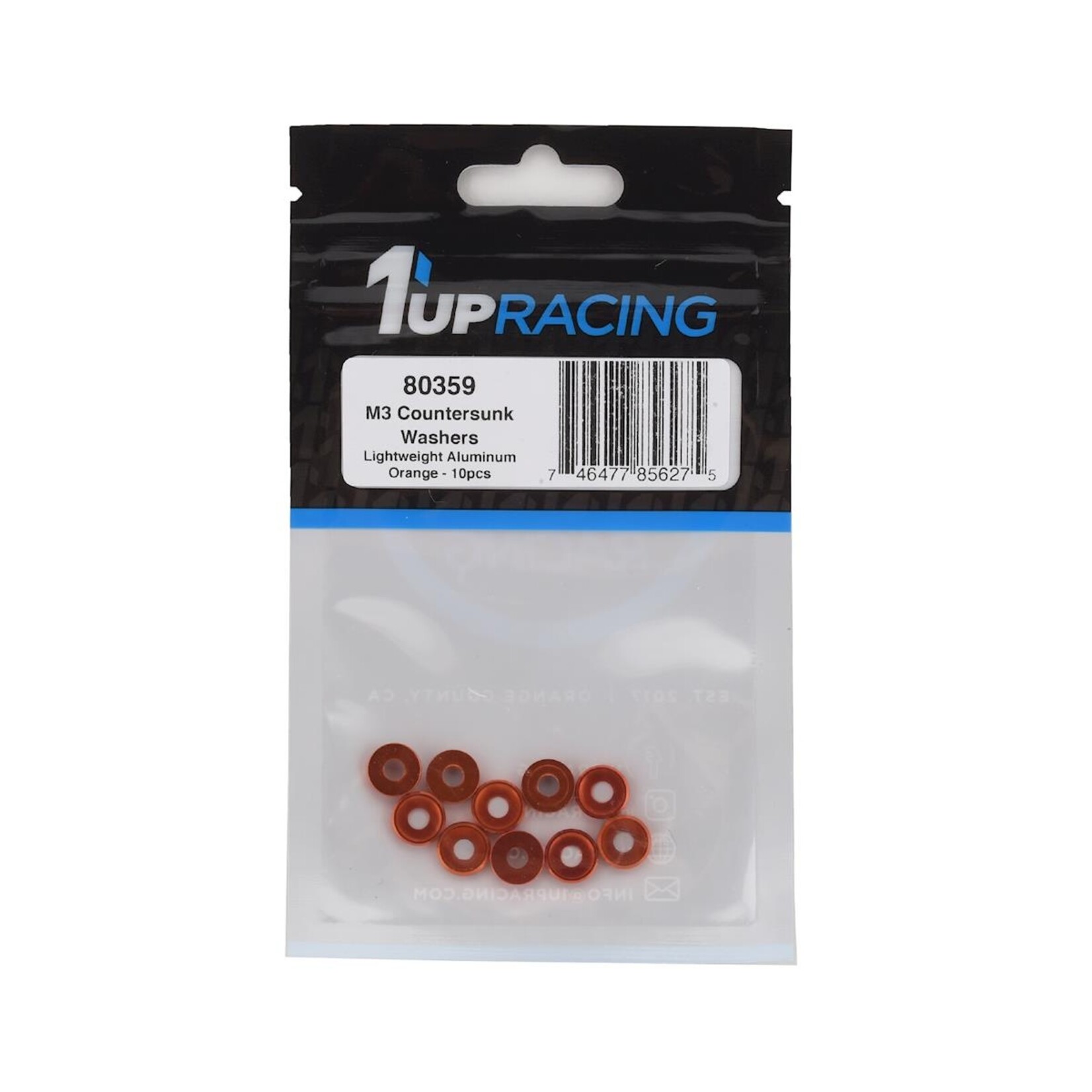 1UP Racing #80359 1UP Racing 3mm Countersunk Washers (Orange) (10)