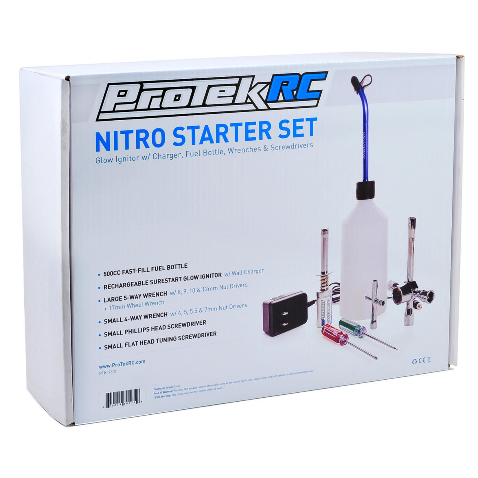 ProTek RC #PTK-7601 ProTek RC Nitro Starter Set w/Glow Ignitor, Fuel Bottle, Wrenches & Screwdrivers