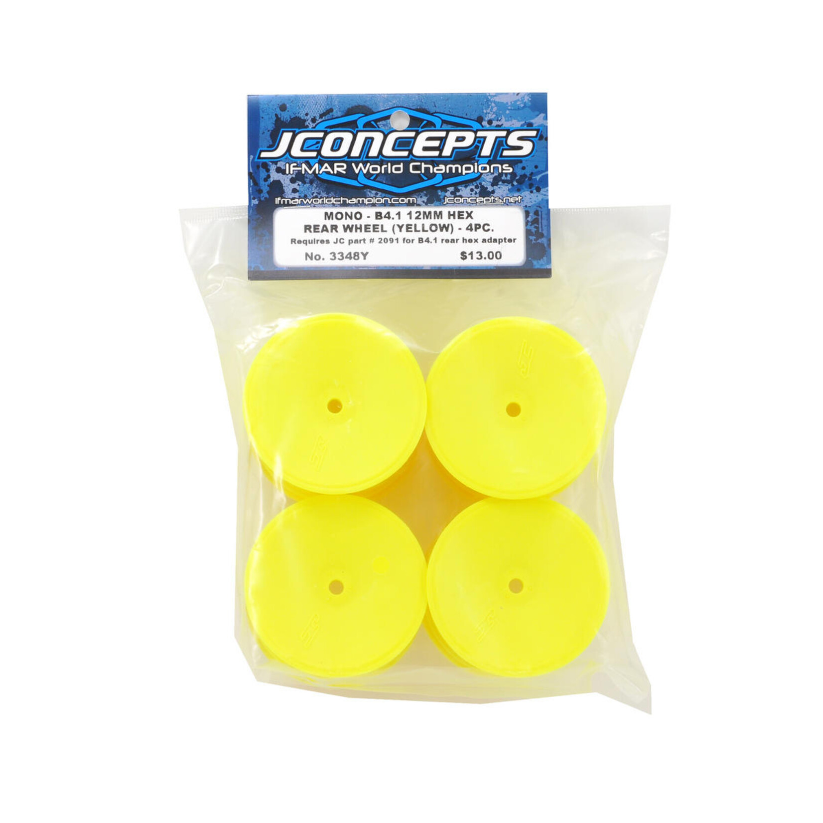 JConcepts #3348Y JConcepts 12mm Hex Mono 2.2 Rear Wheels (4) (B6/B74/RB6) (Yellow)