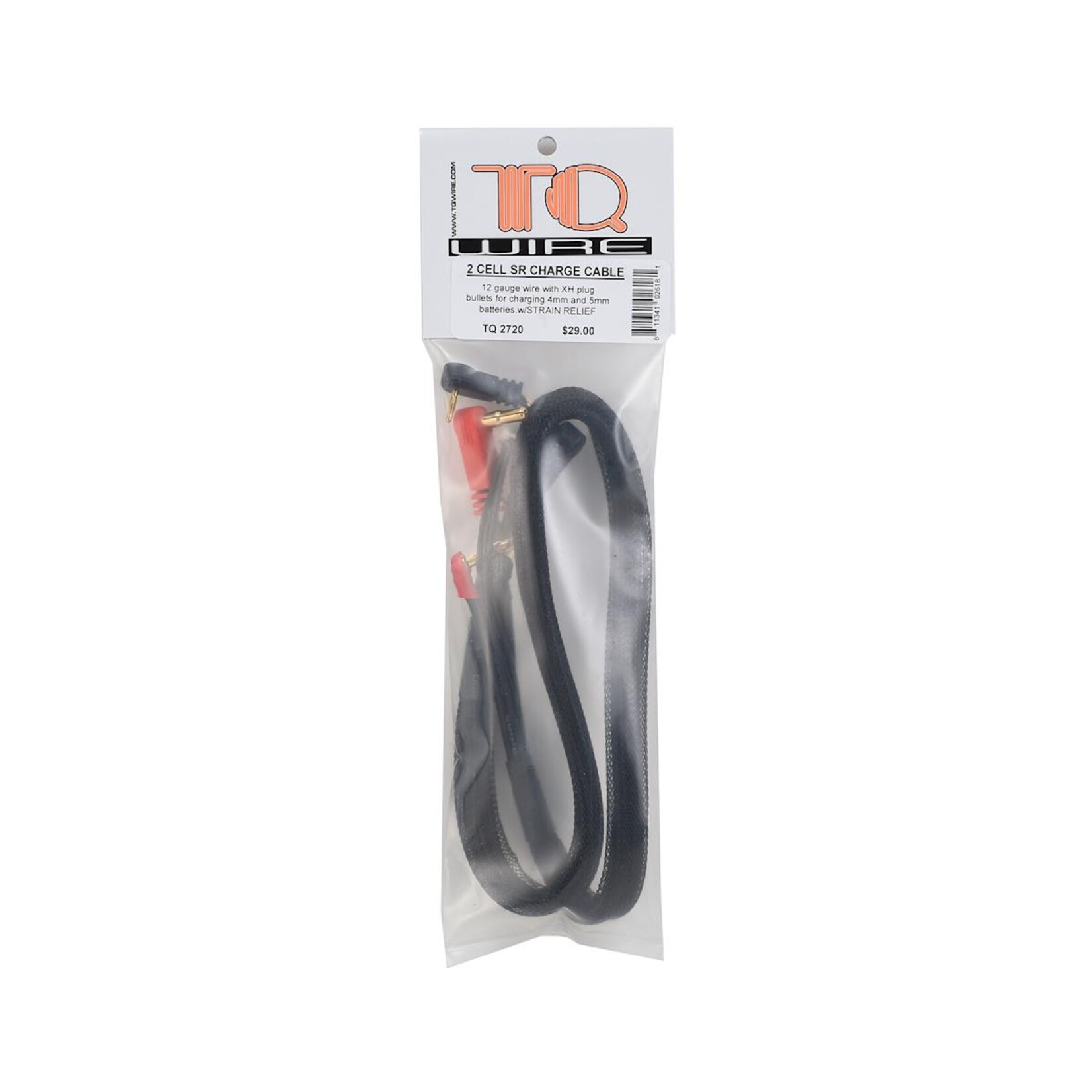 TQ Wire TQ Wire Strain Relief 2S Charge Cable w/4mm & 5mm Bullet Connector (2') #TQW2720