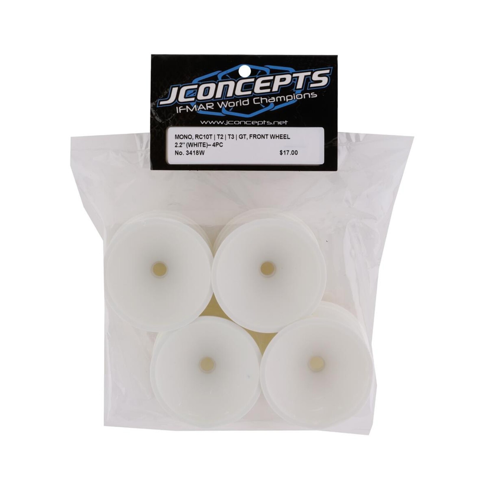 JConcepts #3418W JConcepts 2.2" Bearing Front Stadium Truck Wheels (White) (4) (RC10T/T2/T3/GT)