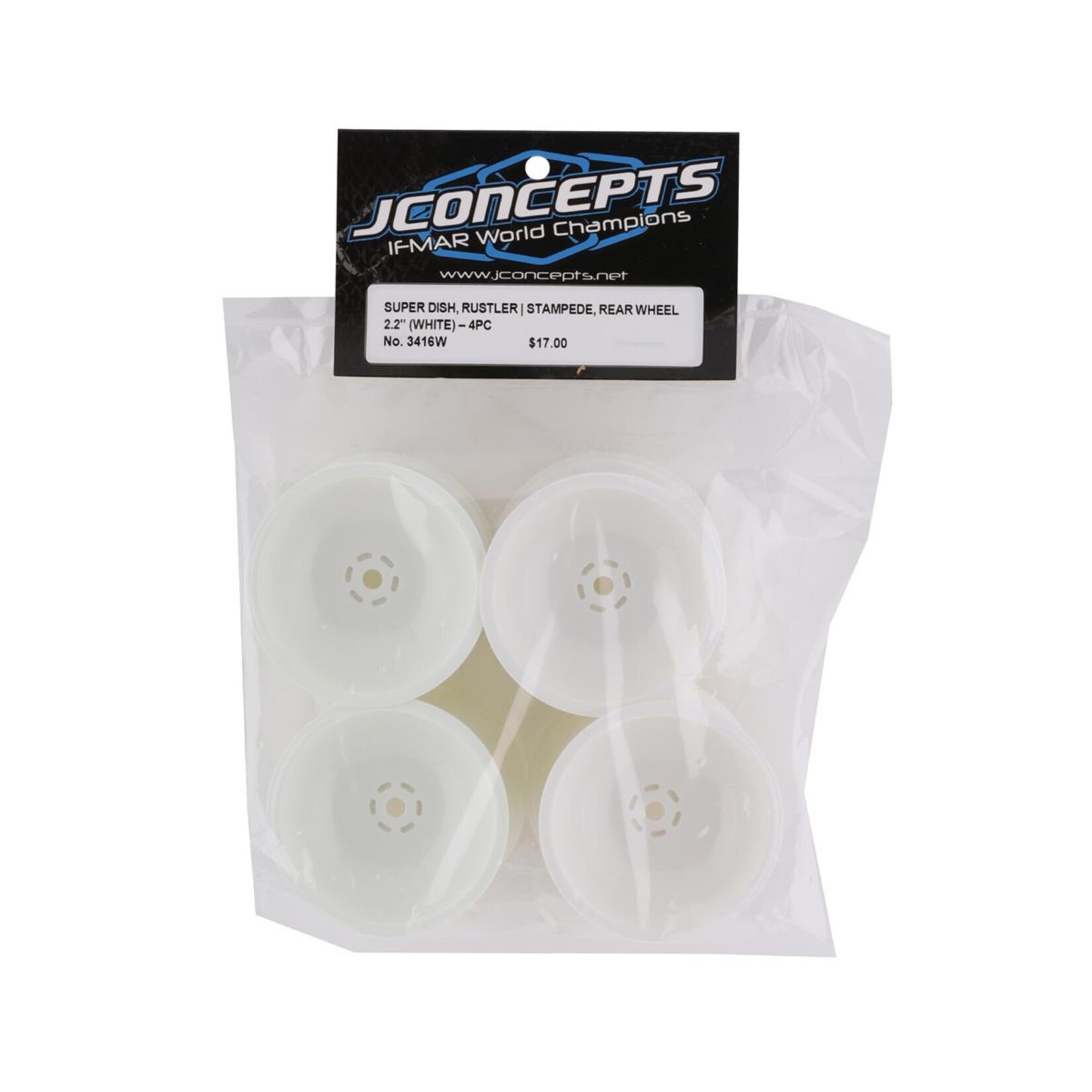 JConcepts JConcepts 12mm Hex 2.2" Super Dish Rear Wheel (White) (4) (Rustler/Stampede) #3416W