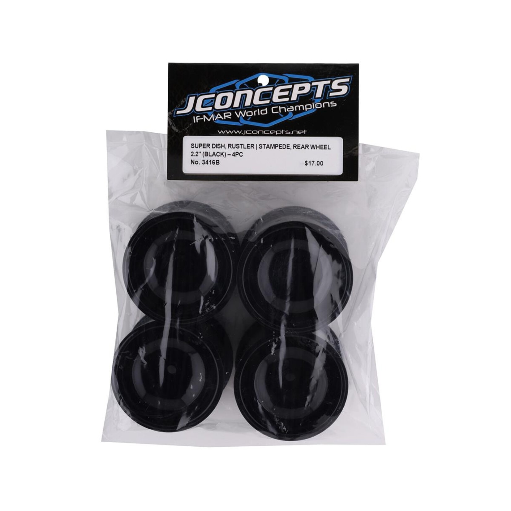 JConcepts JConcepts 12mm Hex 2.2" Super Dish Front Wheel (Black) (4) (Rustler/Stampede) #3416B
