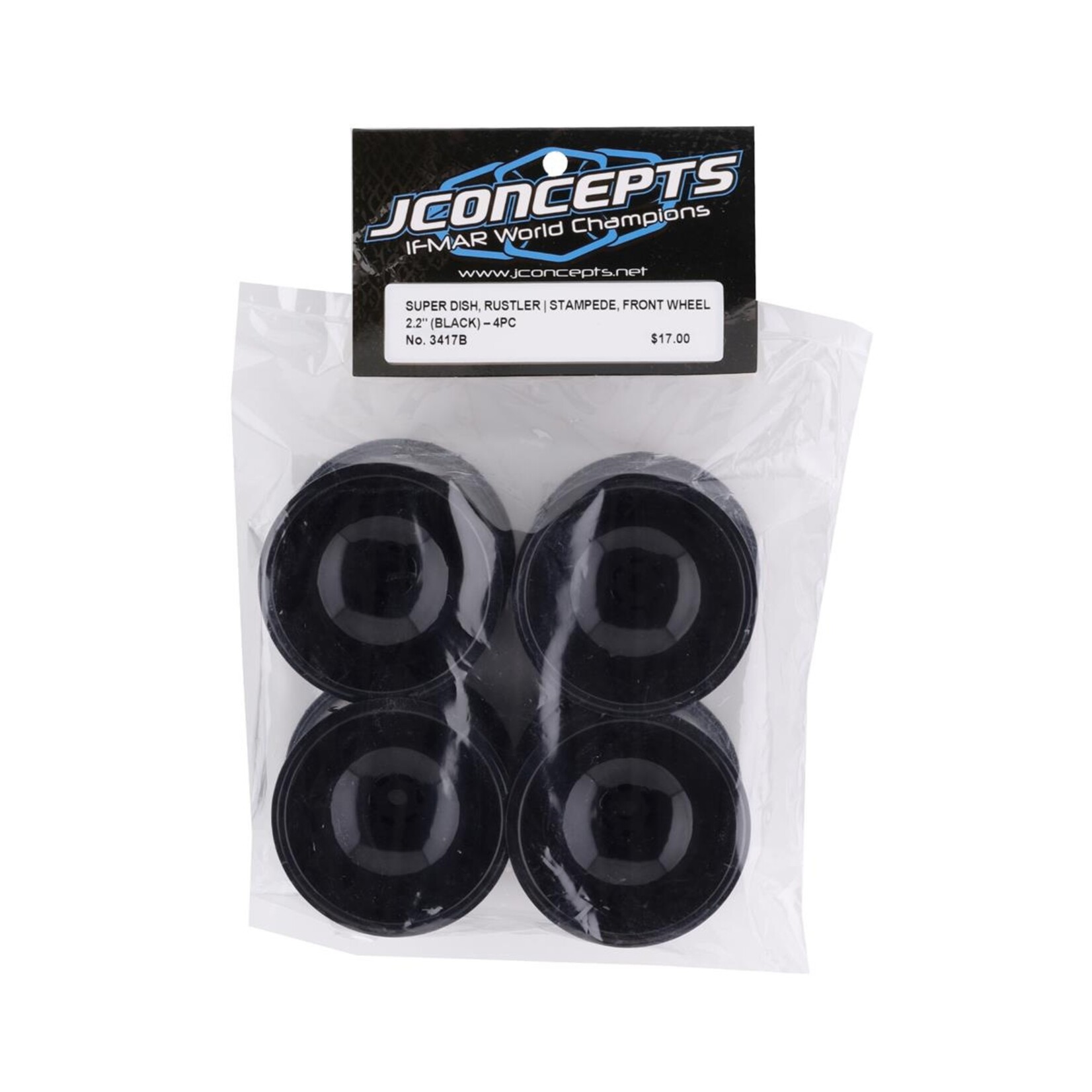 JConcepts JConcepts 12mm Hex 2.2" Super Dish Front Wheel (Black) (4) (Rustler/Stampede) #3417B