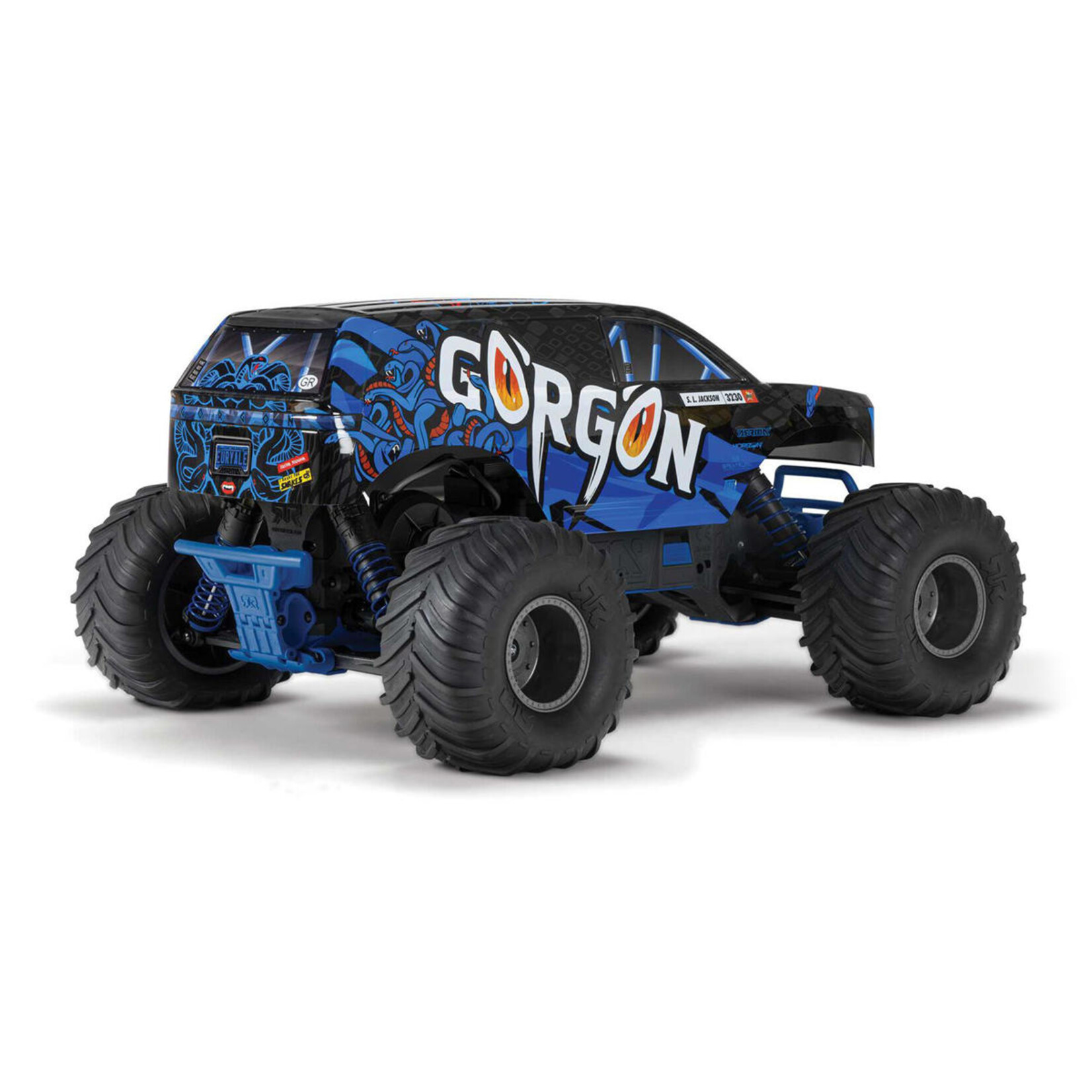 ARRMA #ARA3230T1  Arrma Gorgon 4X2 MEGA 550 Brushed 1/10 Monster Truck RTR (Blue) w/SLT2 2.4GHz Radio